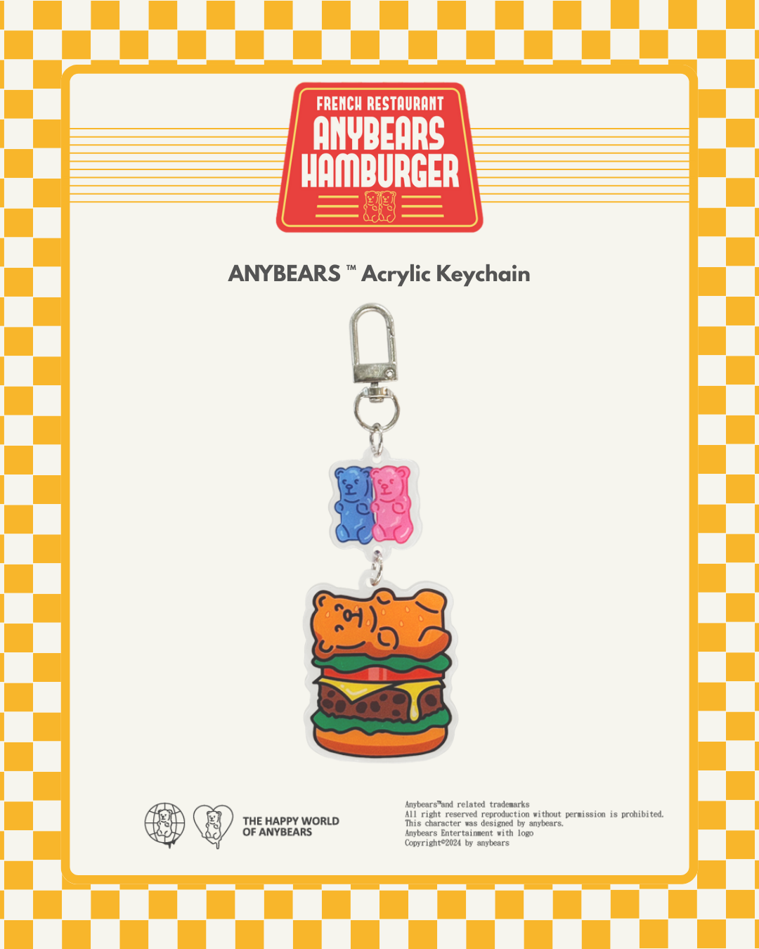 ANYBEARS®漢堡熊 壓克力吊飾 Hamburger BEAR Acrylic Keychain