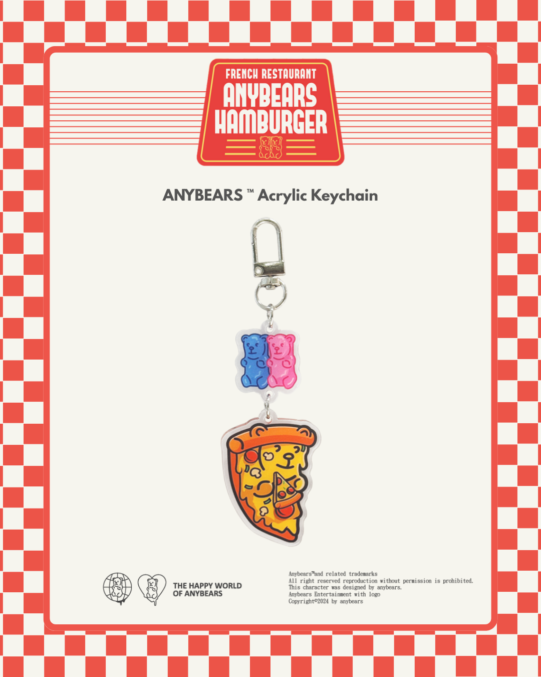 ANYBEARS®披薩熊 壓克力吊飾 Pizza BEAR Acrylic Keychain