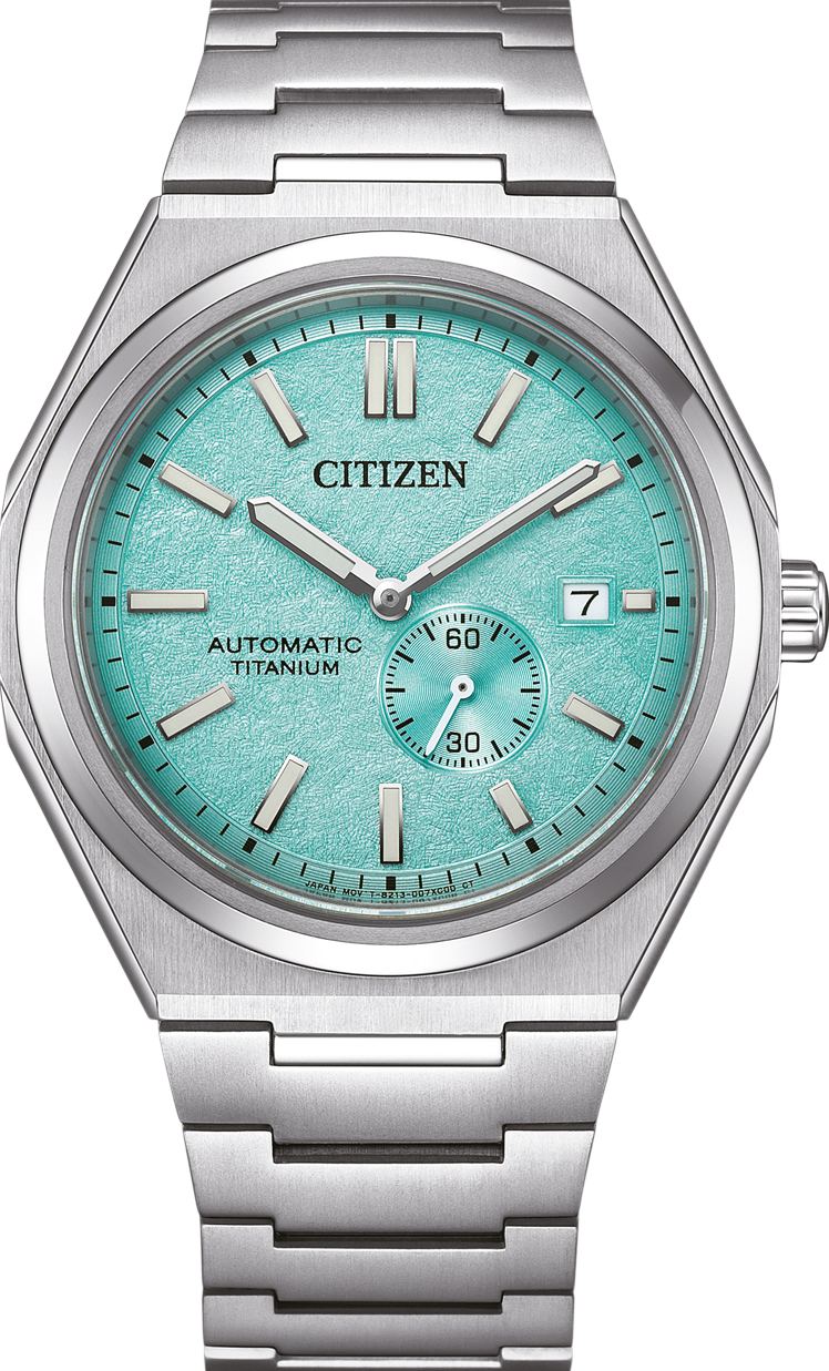 萬年鐘錶 - Citizen 星辰錶  Super-Titanium系列 Forza 超級鈦太陽紋理淡綠色錶盤小秒針自動上鍊機械男錶 NJ0180-80M 錶徑40.5MM