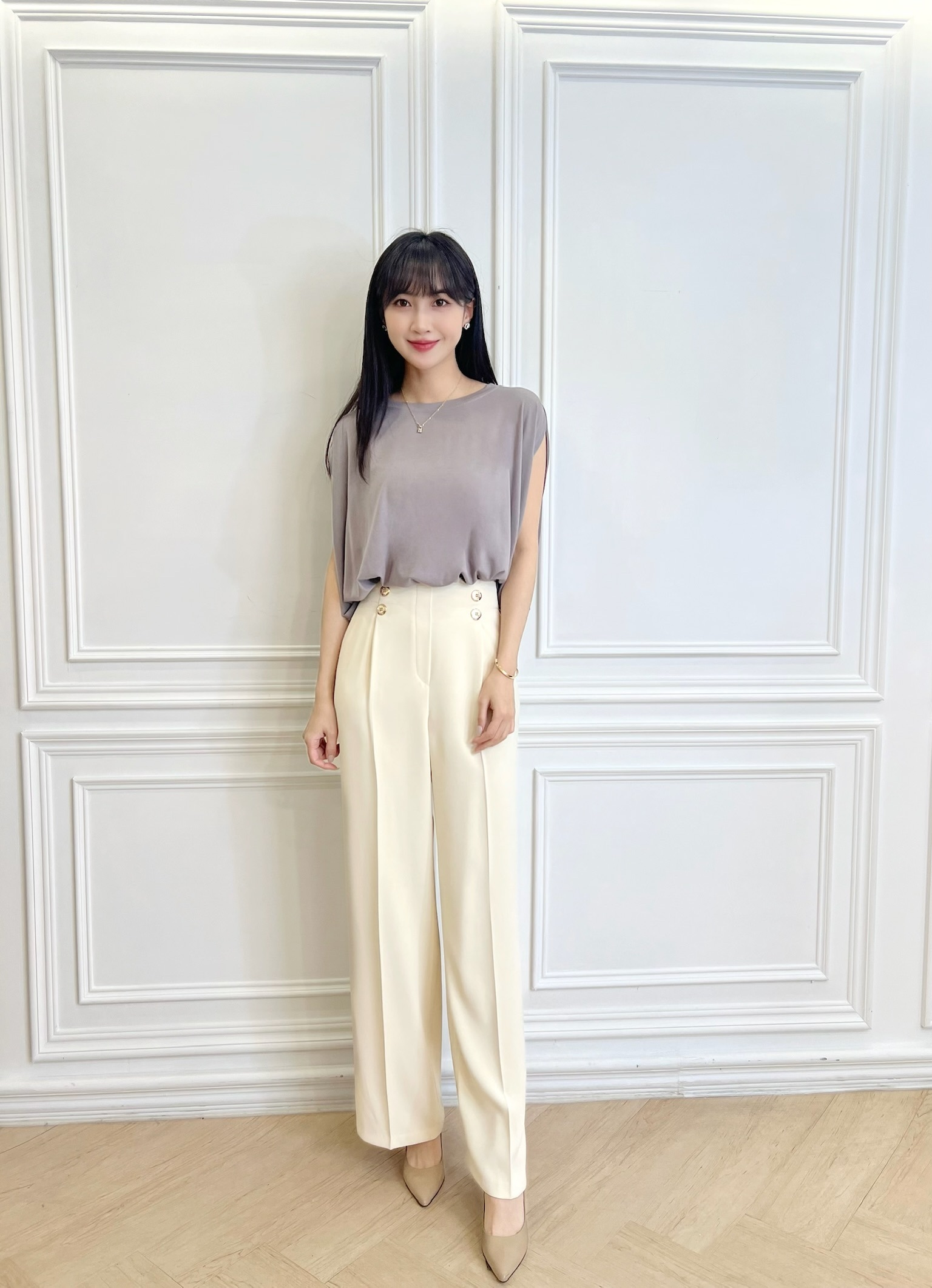 棉料舒適下擺收腰上衣