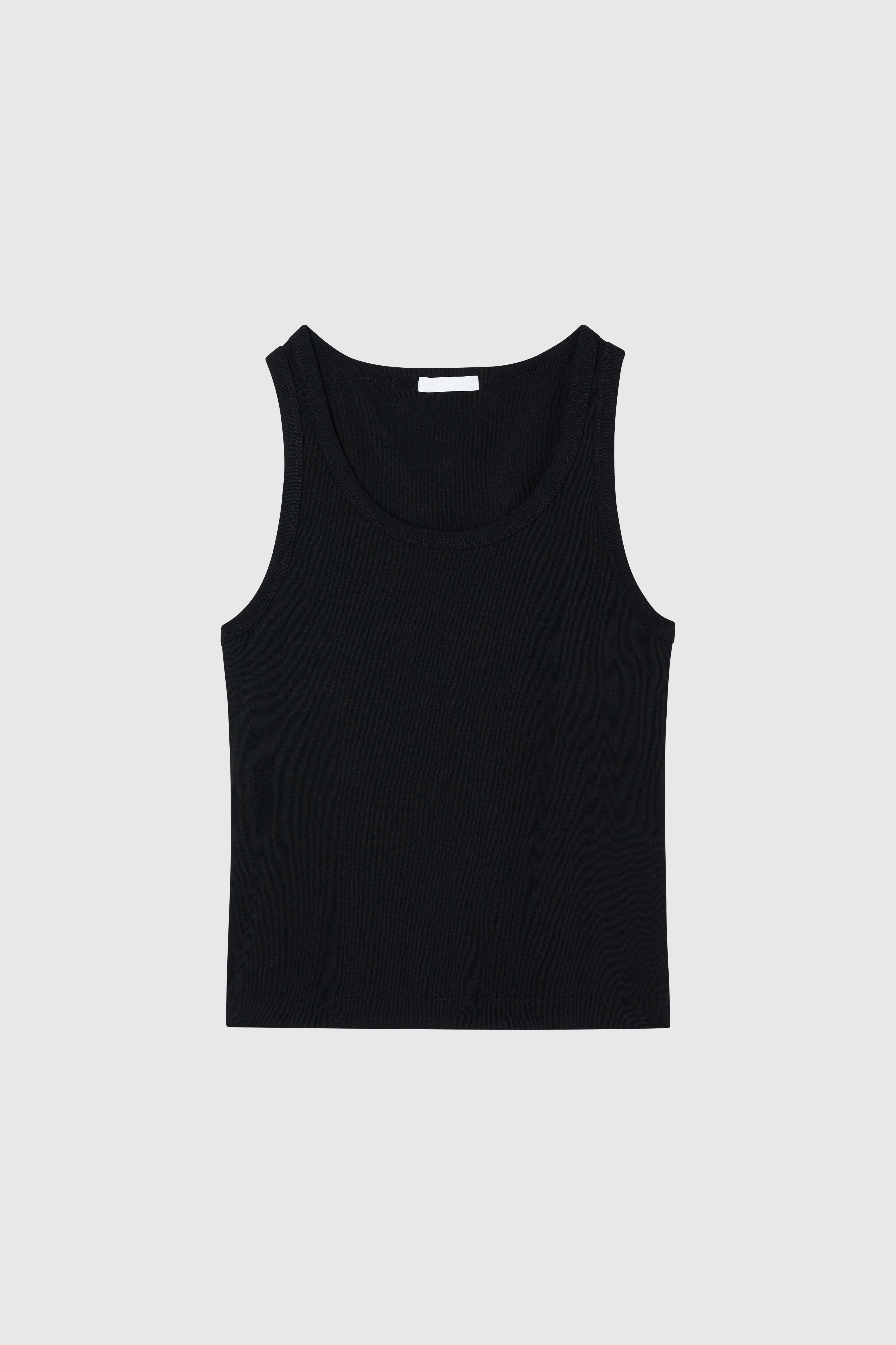 TARA 羅紋合身背心(黑色）