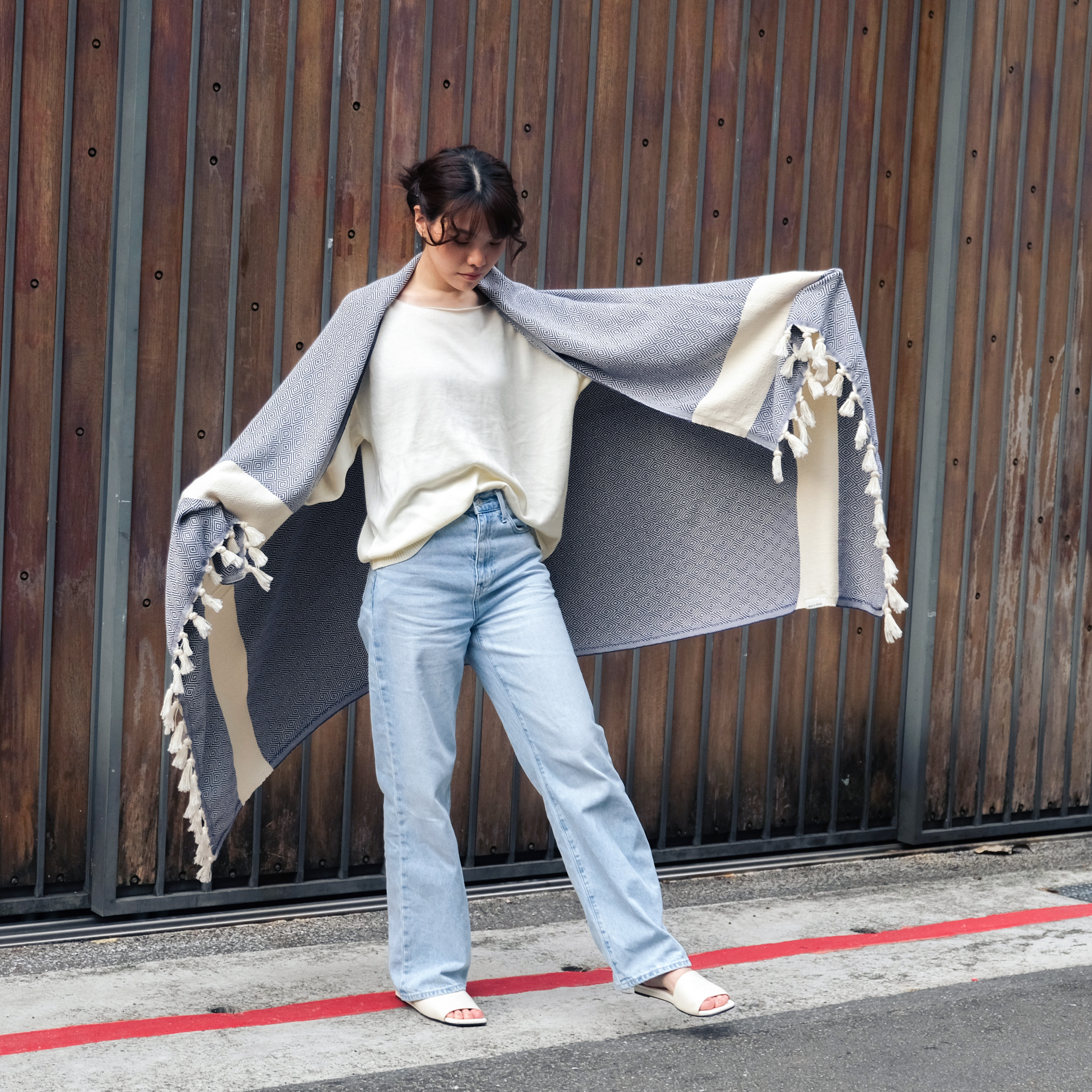 布爾丹手工織巾｜日子－深藍｜土耳其