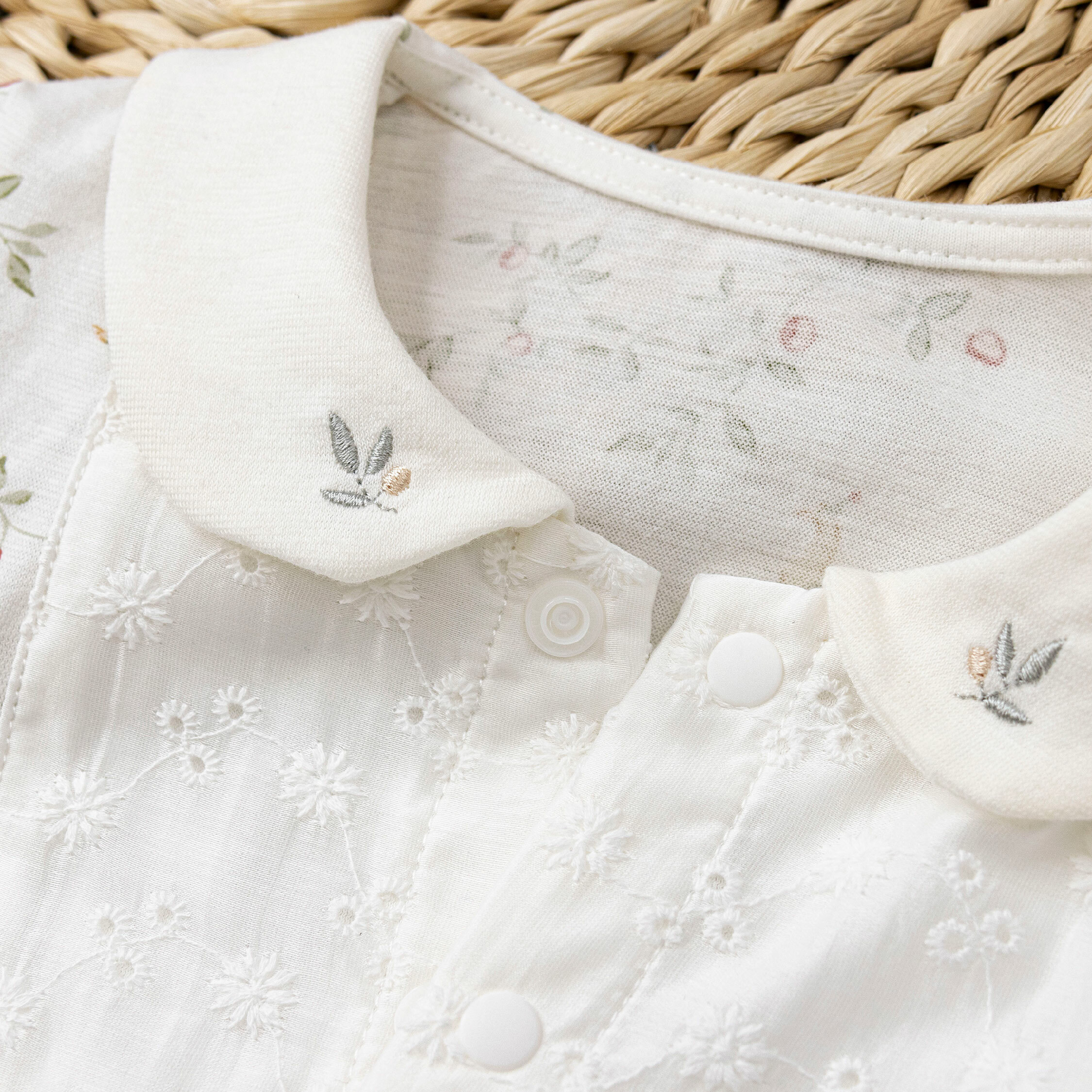 純淨系列【T0017】藤花可愛大鵝棉質短袖包屁衣