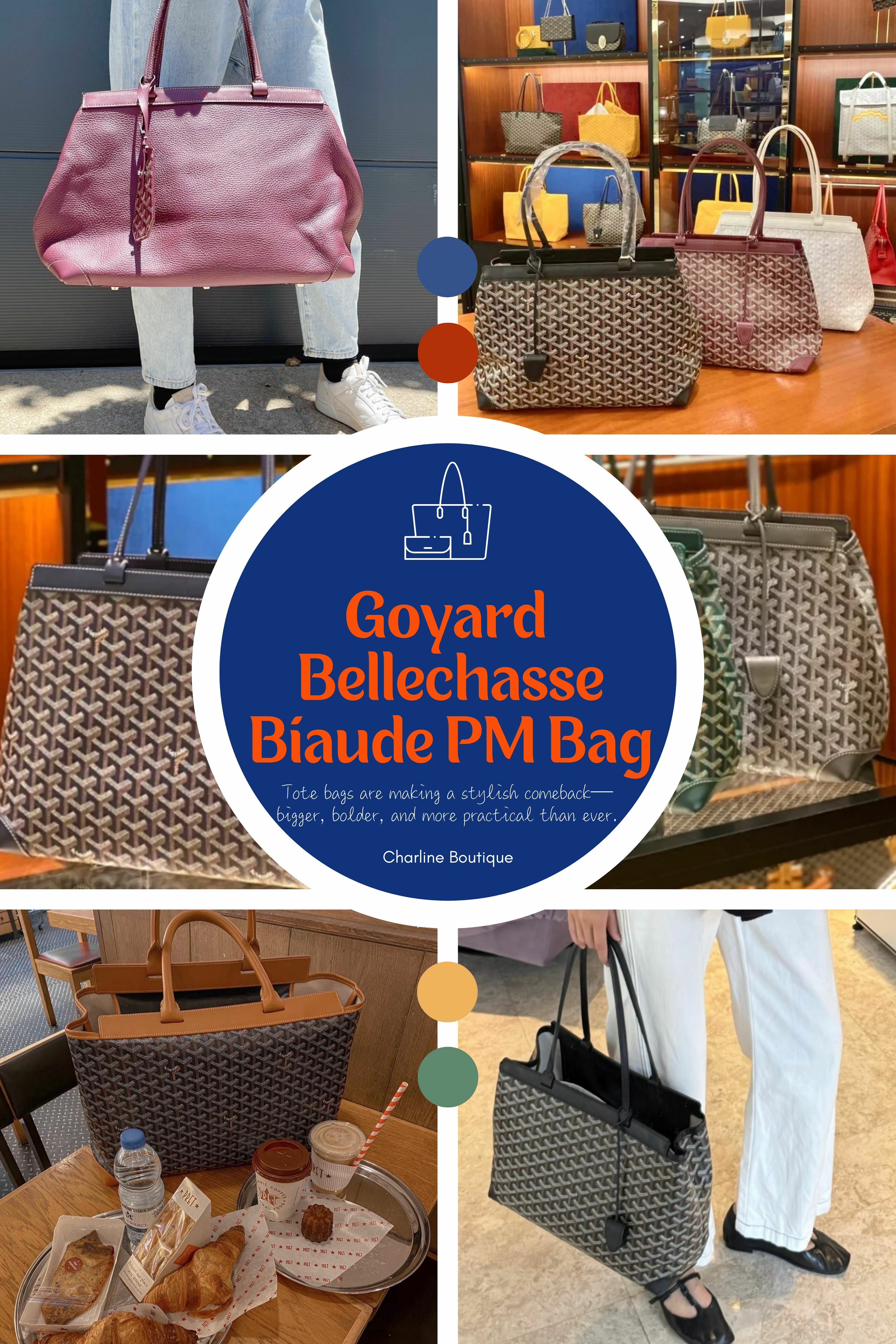 【九、Bellechasse Biaude PM Bag——內外兼修，細節最貼心的結構托特】 Bellechasse Biaude PM Bag 提供兩種主要版本：全皮革款與經典的 Goyardine Canvas 老花帆布款。無論選擇哪一種材質，包包的尺寸（36cm x 15cm x 27cm）與內部配置都是一致的。帆布款有多達十一色，皮革款則有黑色、棕色等沈穩色調。說到 Bellechasse Biaude PM Bag 最令人激賞的地方，絕對是它貼心實用的內部設計，包包內側有一層內蓋設計，這層內蓋不僅能遮蔽視線、保護私人物品隱私，下雨時還能暫時擋住雨水、防止水珠濺濕內部。日常出門或搭乘大眾交通工具時，這層設計無疑大大增加了安全感。在外型設計上以「結構感」著稱，包身特別挺拔扎實，底部與側邊皆有皮革加固，不僅耐用，還能長時間保持完美輪廓。這樣的設計，不僅展現出 Goyard 工藝的底蘊，也非常適合喜歡包款維持原本線條、不愛軟塌感的人。當您細細比較過 Goyard 的各款托特包，特別是在意包款結構、內部收納以及日常使用便利性的朋友，Bellechasse Biaude PM Bag 絕對是一個值得細細品味的選擇。許多真正懂包的專業人士，甚至會在 Saint Louis、Artois、Anjou 等經典款之後，專門為了它的「內外兼修」而回購。