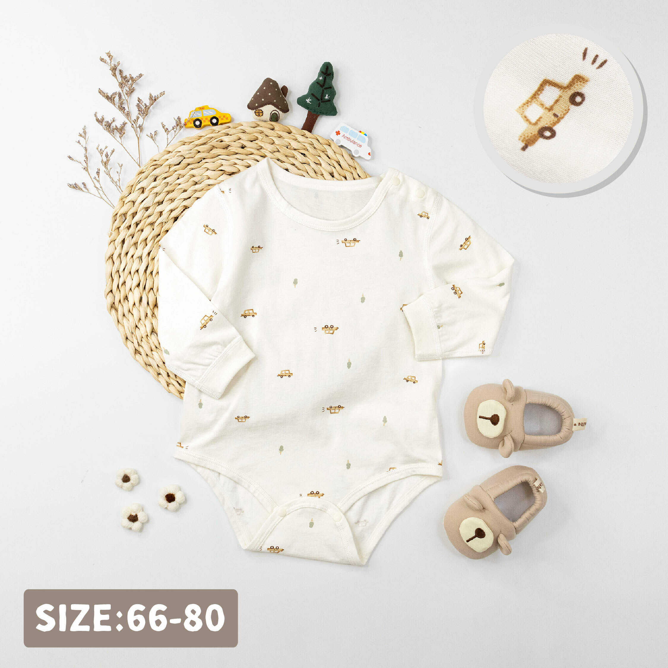 純淨系列【T0016】滿版帥氣車車親膚長袖包屁衣