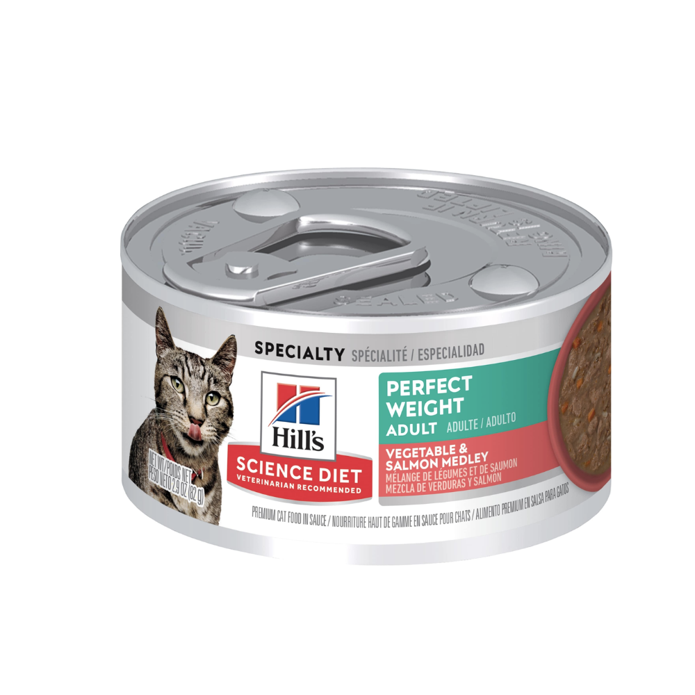 Hill's - 貓濕糧 - 成貓 完美體重蔬菜三文魚主食罐 2.9 OZ (24罐) 608491