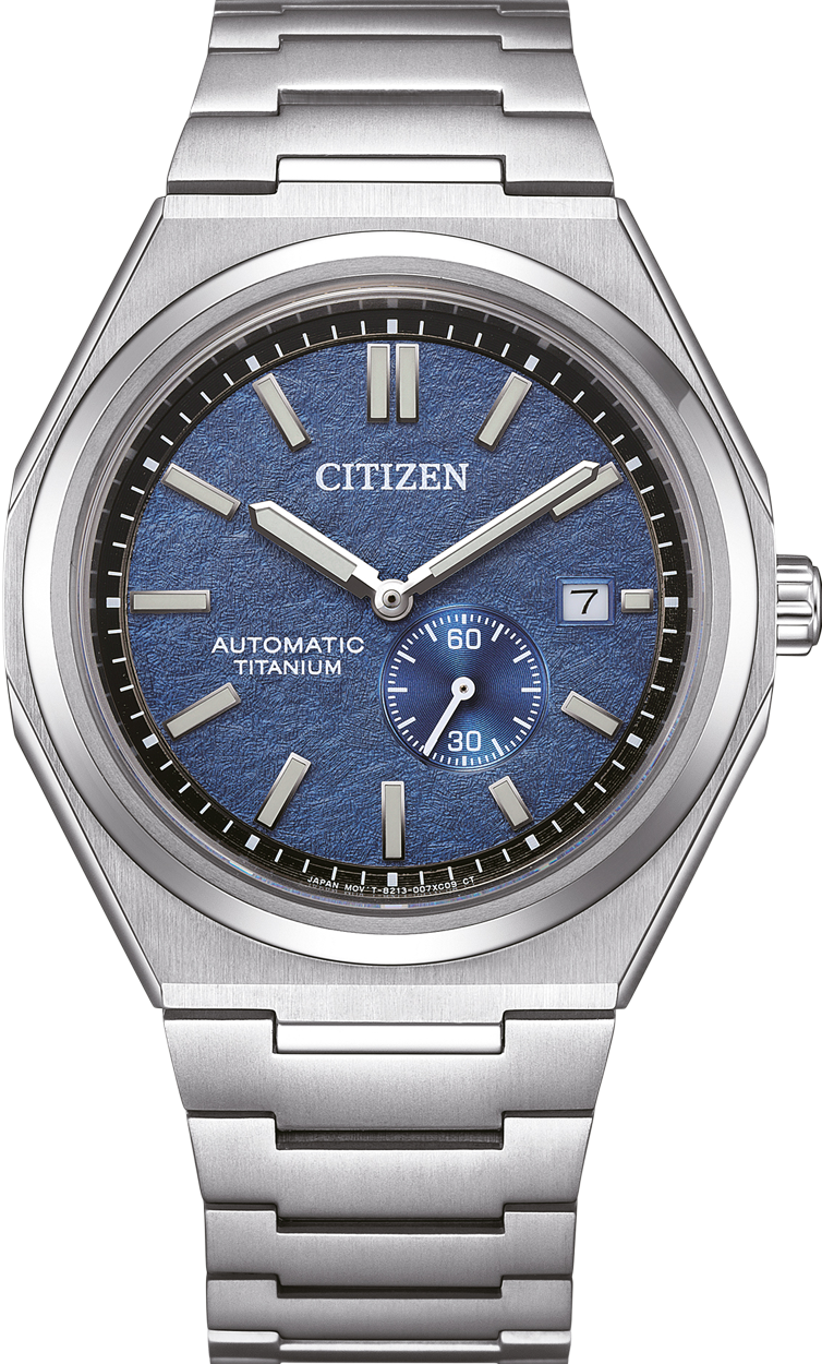萬年鐘錶 - Citizen 星辰錶  Super-Titanium系列 Forza 超級鈦太陽紋理藍色錶盤小秒針自動上鍊機械男錶 NJ0180-80L 錶徑40.5MM