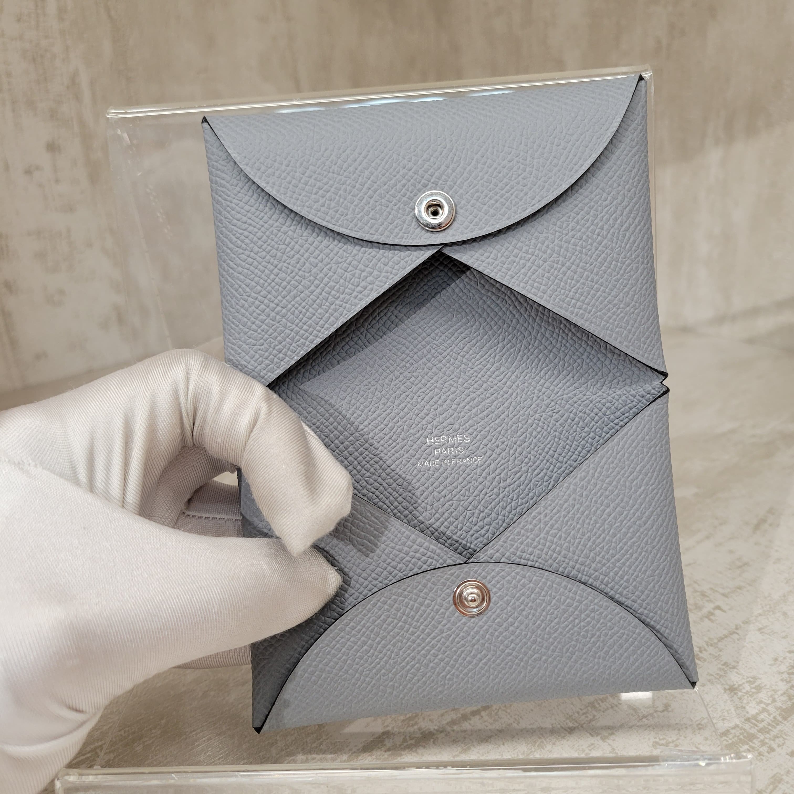 Hermes Calvi P0 GRIS PANTIN EPSOM 卡包 木偶灰
