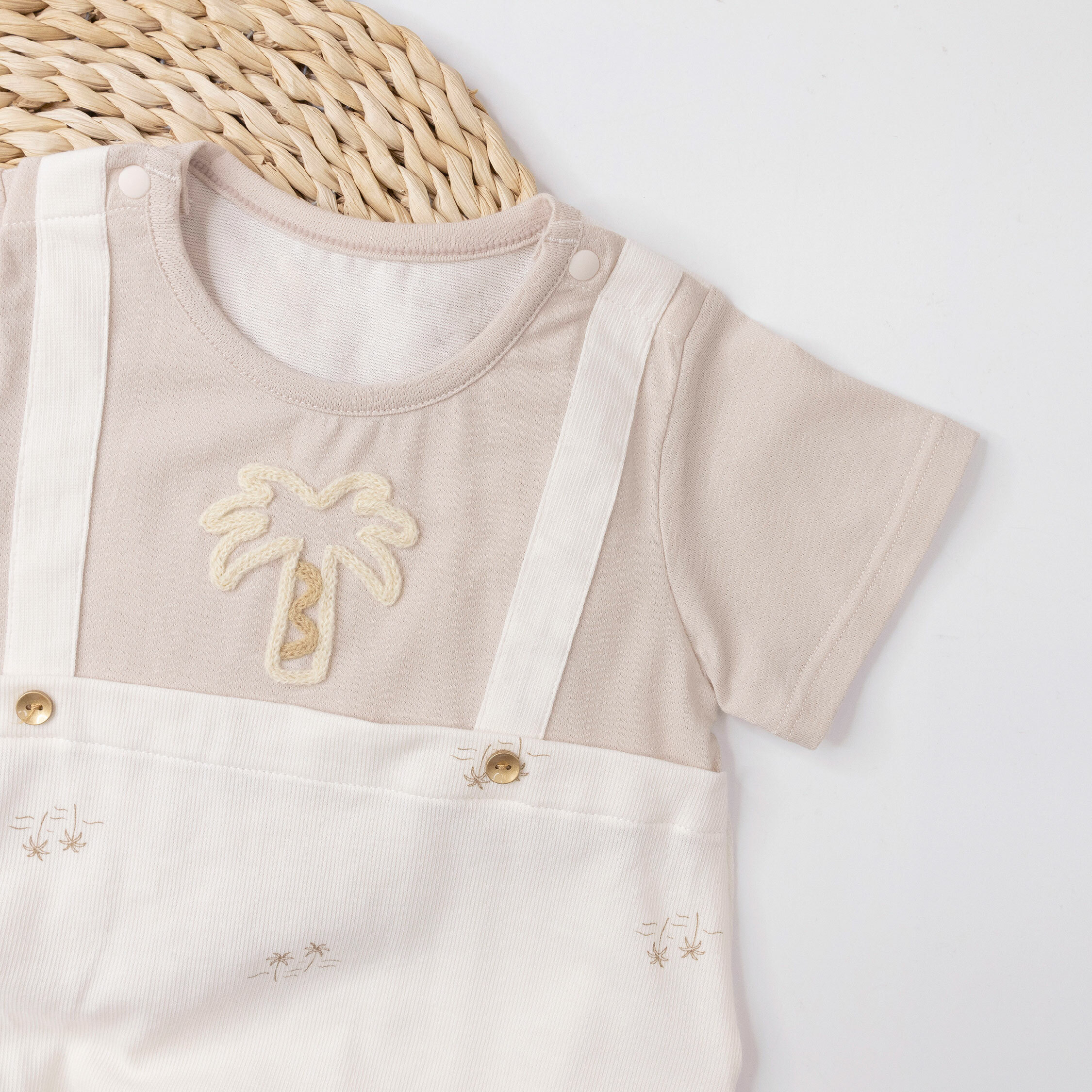 純淨系列【T0023】編織造型椰子樹親膚短袖包屁衣