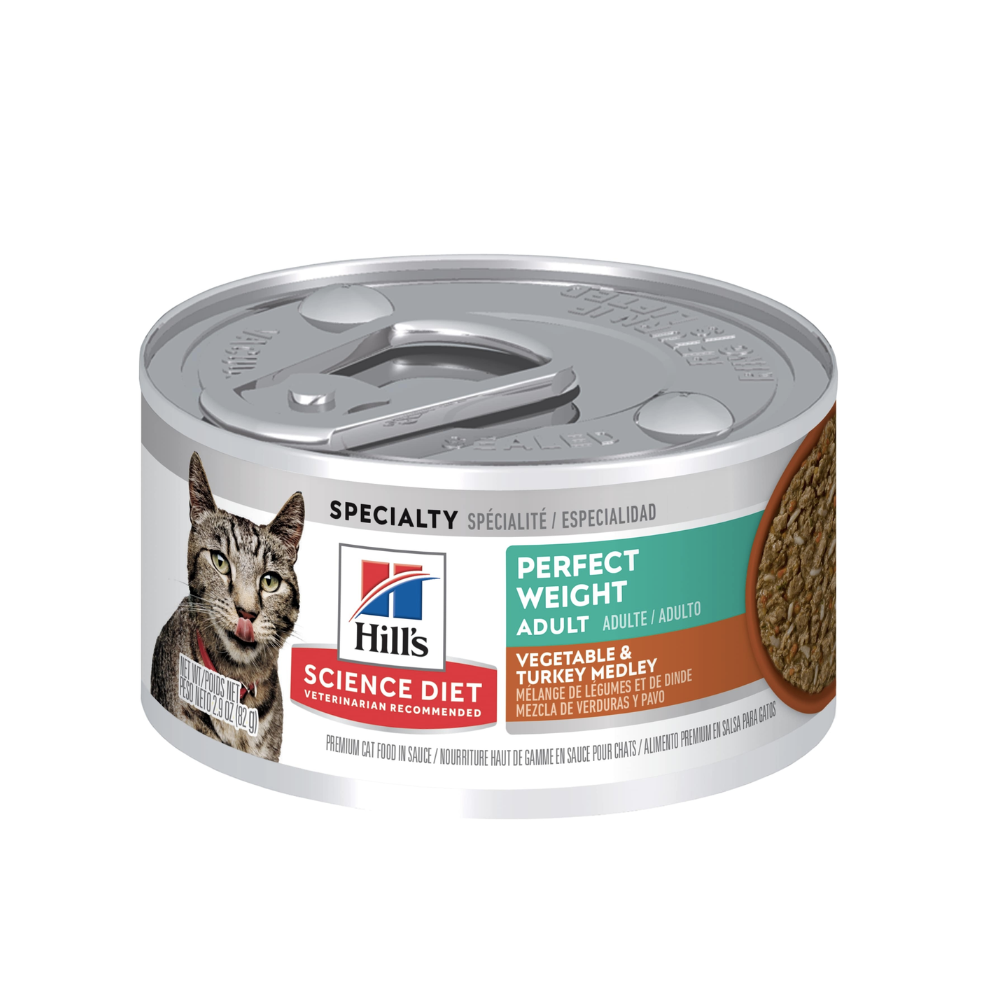 Hill's - 貓濕糧 - 成貓 完美體重 蔬菜火雞肉主食罐 2.9 OZ(24罐) 608492