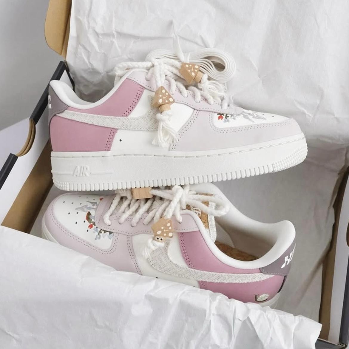 Nike Air Force 1 Low Mushroom 莓果粉 蘑菇 菇菇王國 刺繡 AF1 低筒休閒鞋