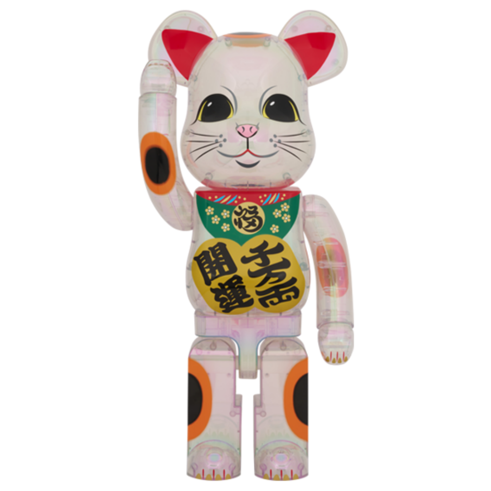 招き猫 招財貓 日本館 招き猫 白 透明メッキ 100％ & 400％ BE@RBRICK