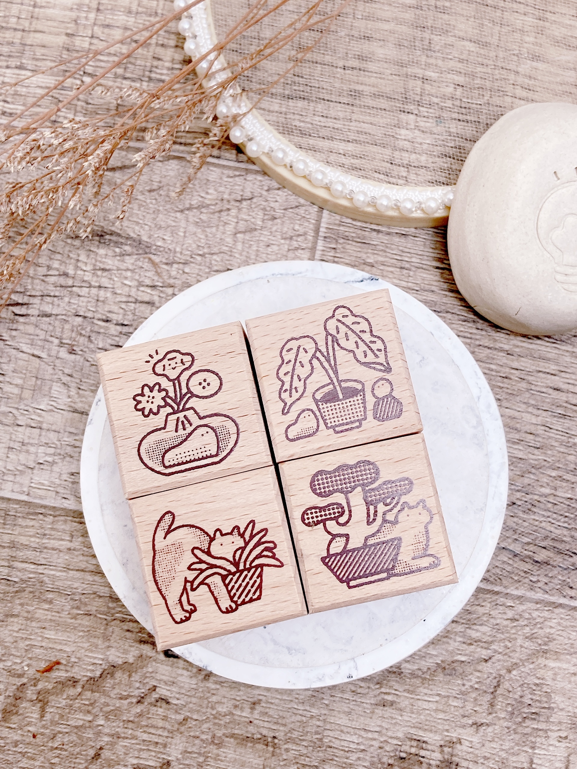 繭花｜貓咪 / 植物 / 文鳥 印章