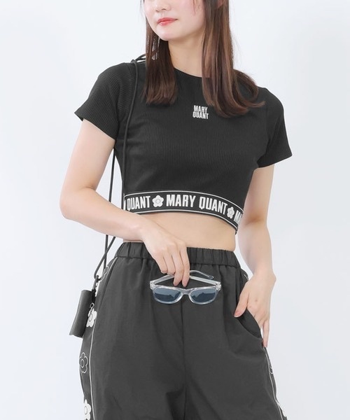 MARY QUANT / Logo tape cropped T-shirt