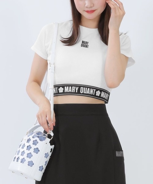 MARY QUANT / Logo tape cropped T-shirt