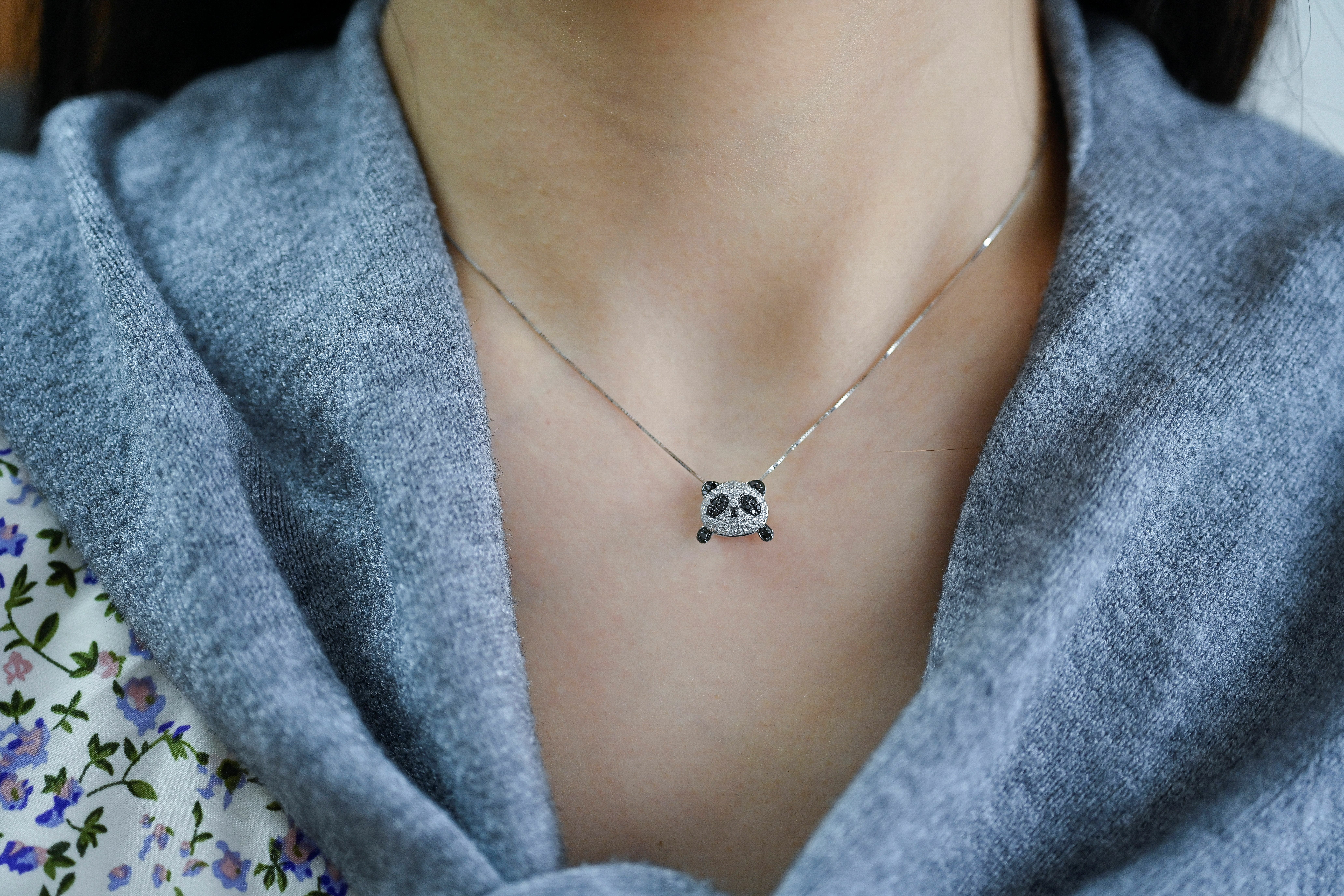 18K Panda Diamond Pendant