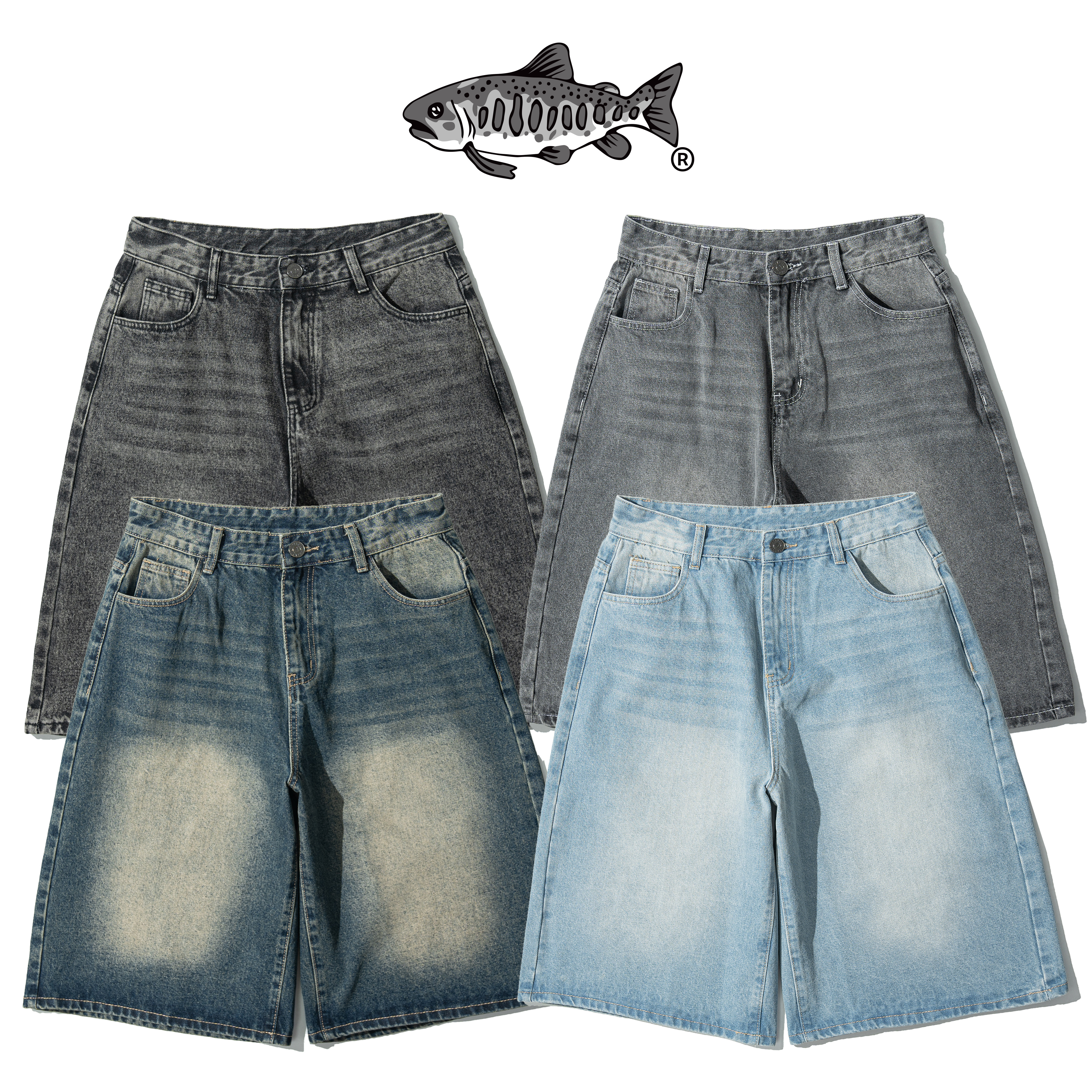 AGILITY Vintage Baggy Jorts 刷色 過膝 牛仔短褲 [J72]