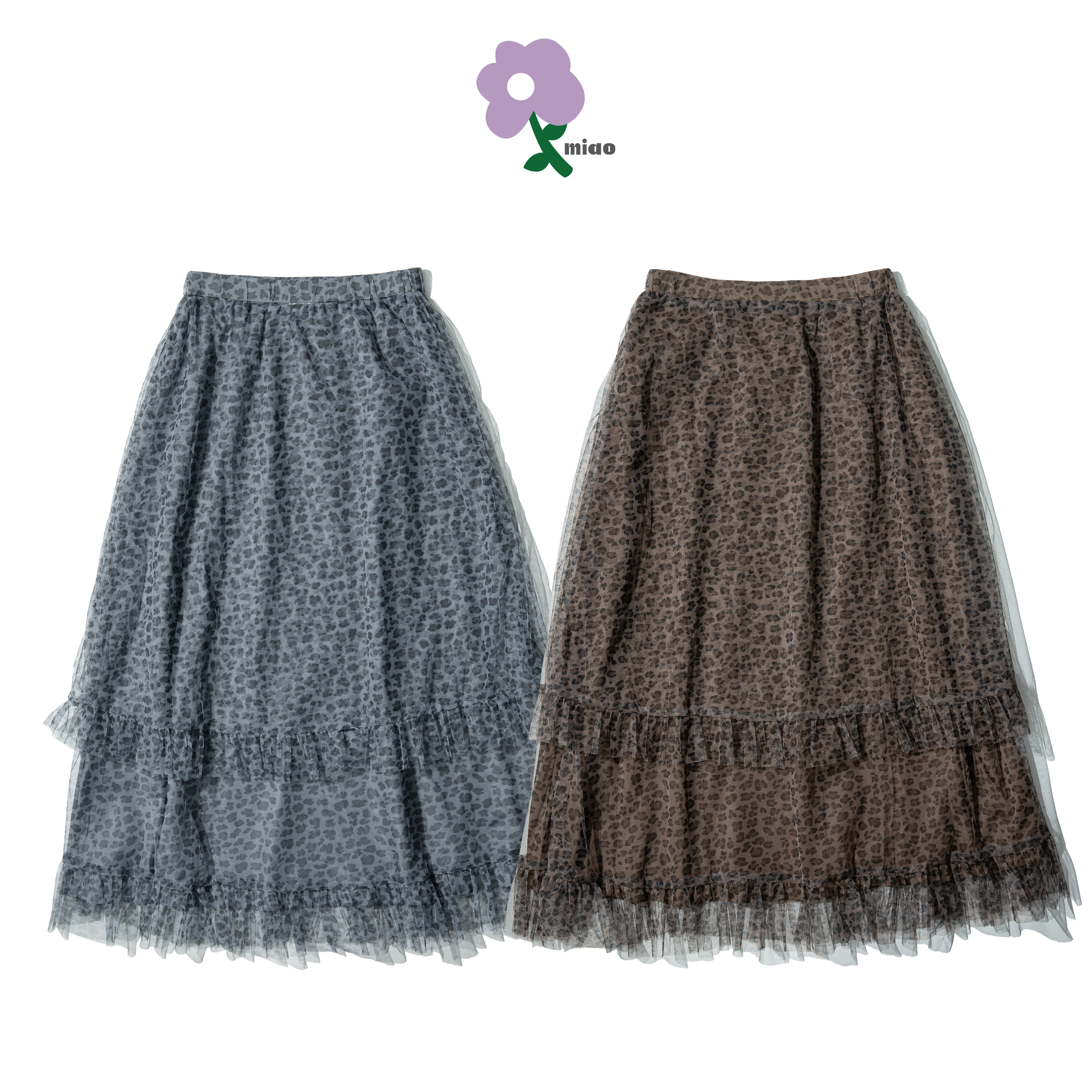 AGILITY MIAO Leopard Mesh Cake Skirt 網紗 豹紋 蛋糕裙 [M-SKP]