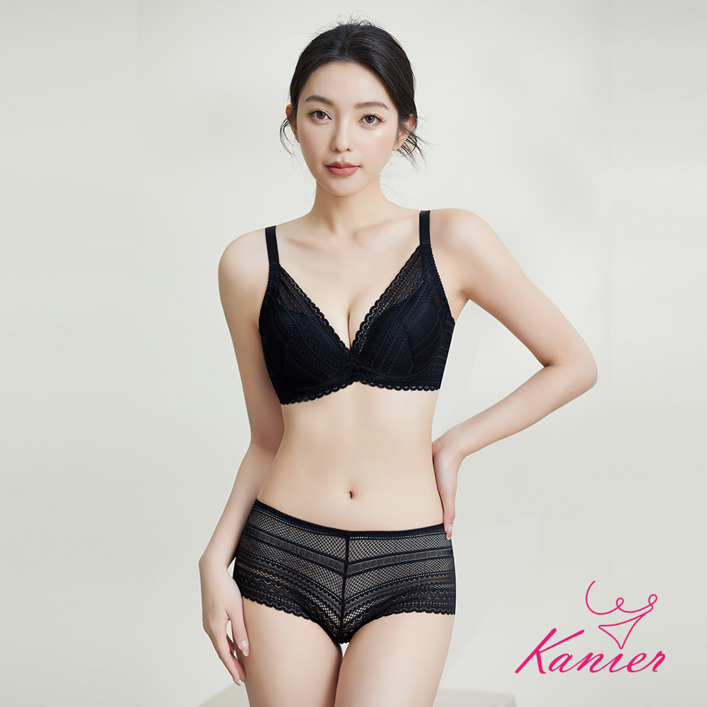 【Kanier卡妮兒】沐光晨曦 涼感深V機能型 軟鋼圈內衣【 1316 黑 -B / C 罩杯 】