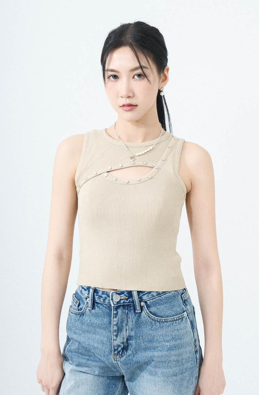 前開洞撞釘坑紋背心 (^現貨款式）