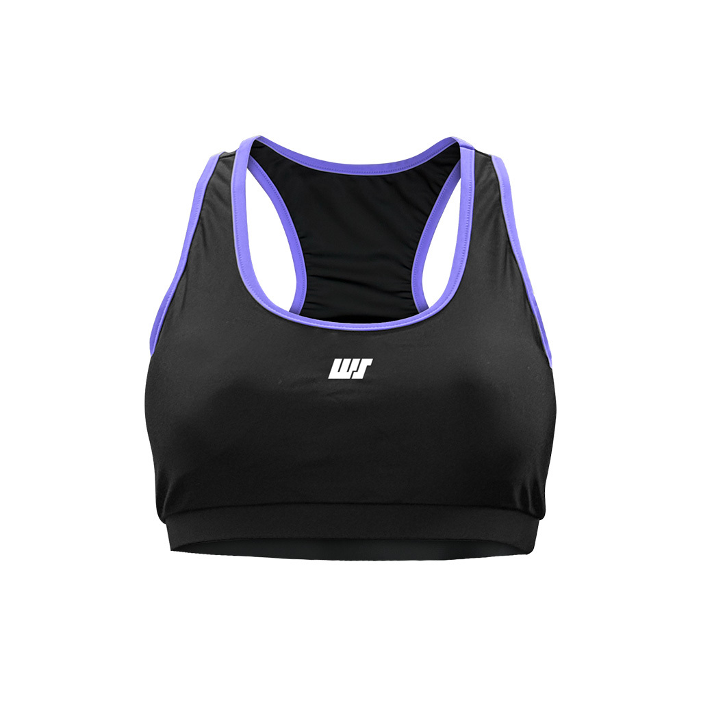 女士基本款游泳 Bra Top - 黑/紫