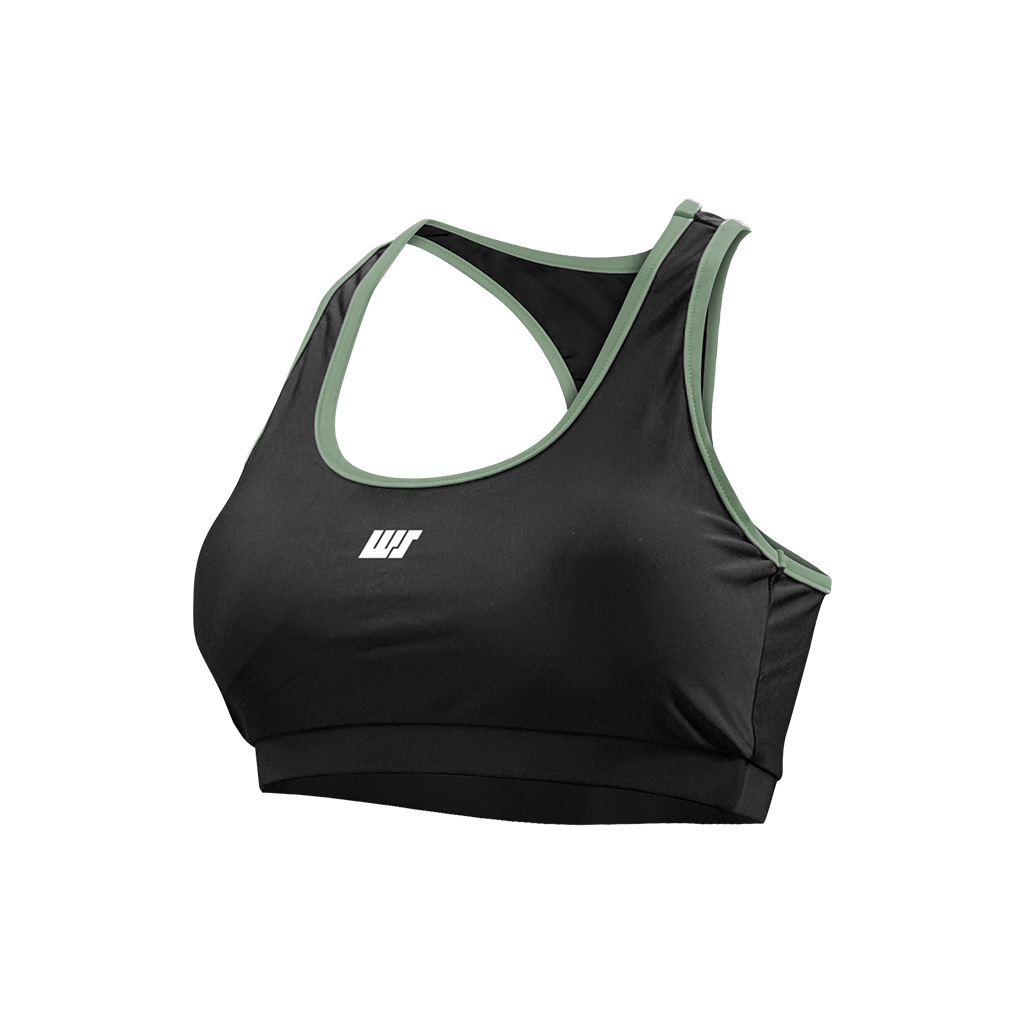 女士基本款游泳 Bra Top - 黑/綠