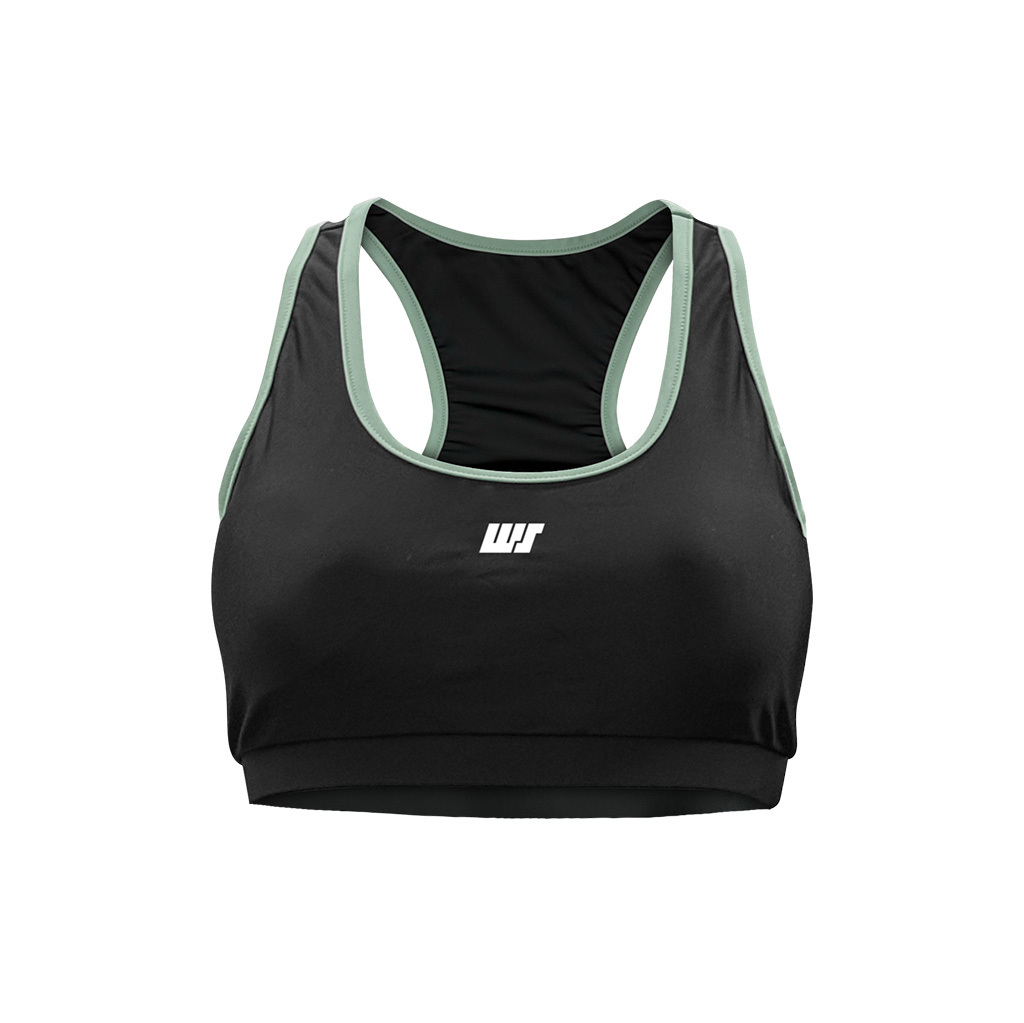 女士基本款游泳 Bra Top - 黑/綠