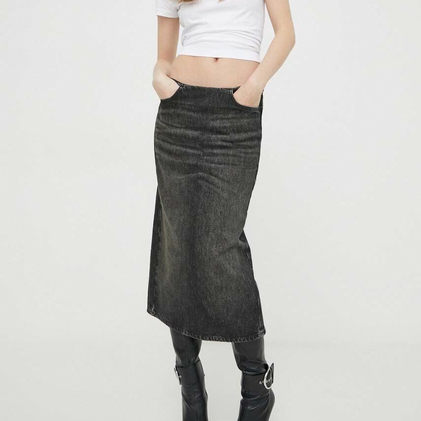 1FO0510-014 DIESEL Denim Long Skirt Black #A13844 0JGAA 01 (BR)