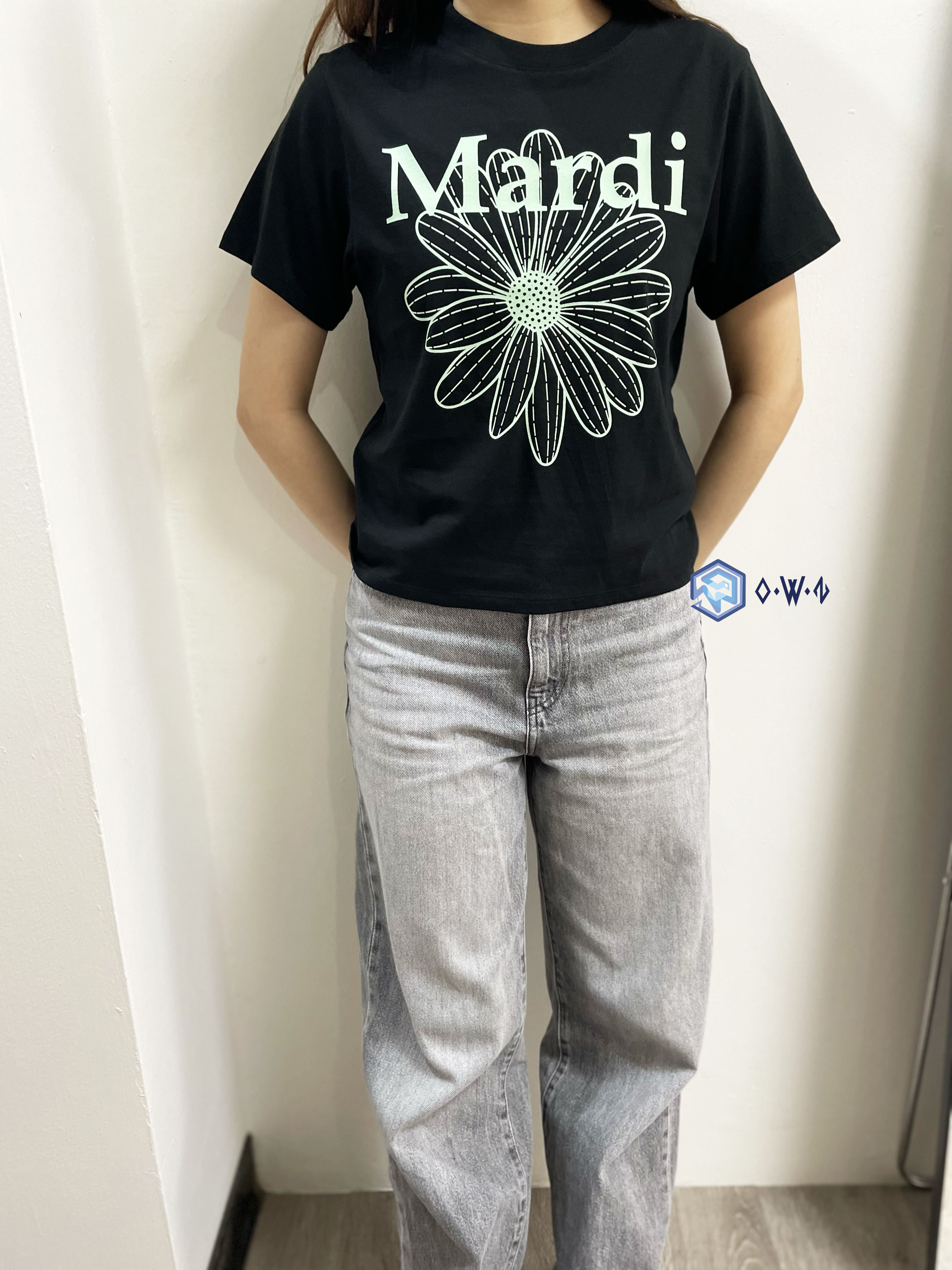 【OWN】Mardi Mercredi 短袖上衣 雛菊 經典款 花花 單一尺寸 短版 黑 薄荷綠 BLACK MINT MFK42JSS0010BKMT