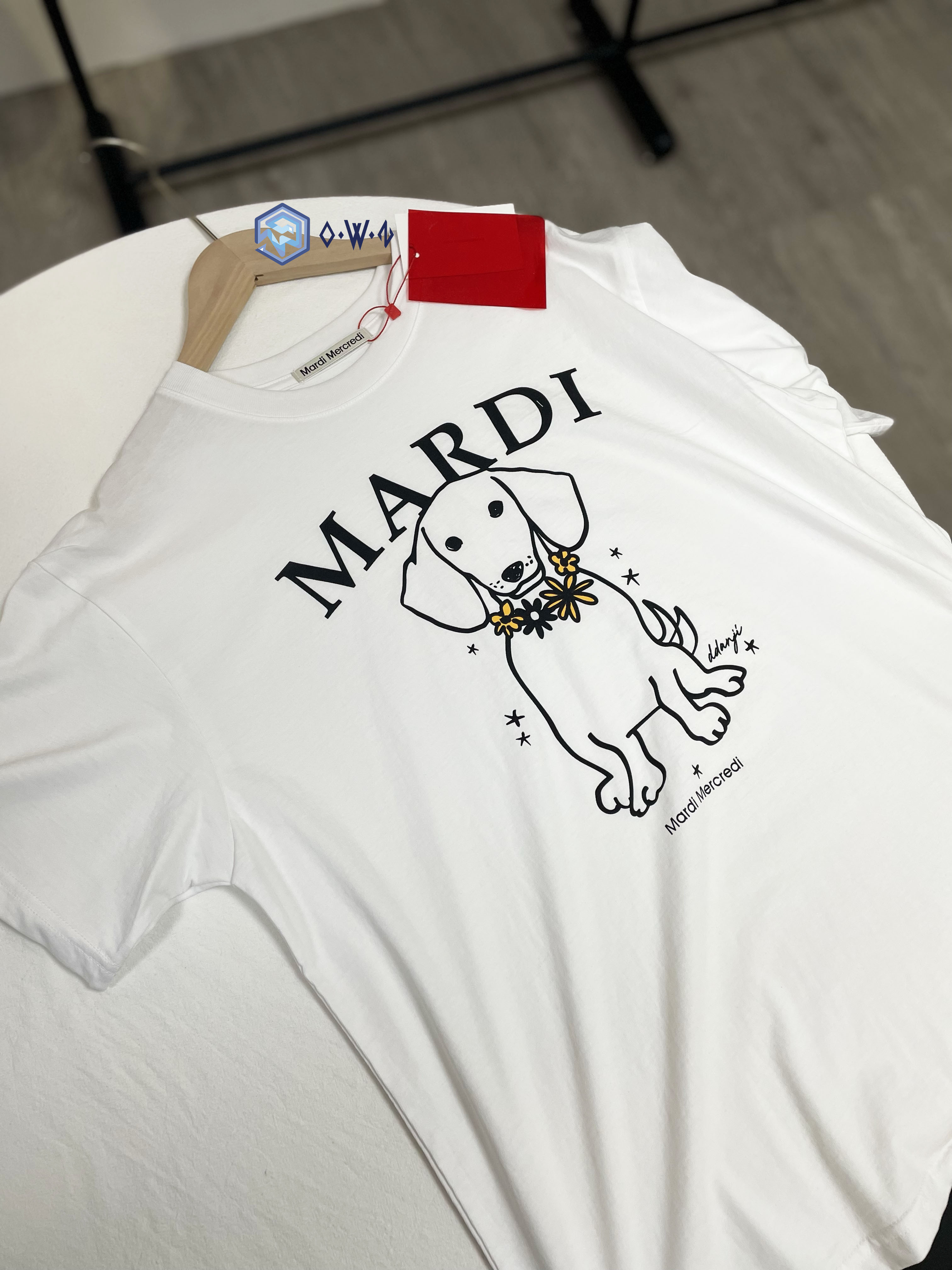 【OWN】Mardi Mercredi 短袖上衣 臘腸 狗狗 單一尺寸 白黃 WHITE TANGERINE MFK51JSS07WHTG