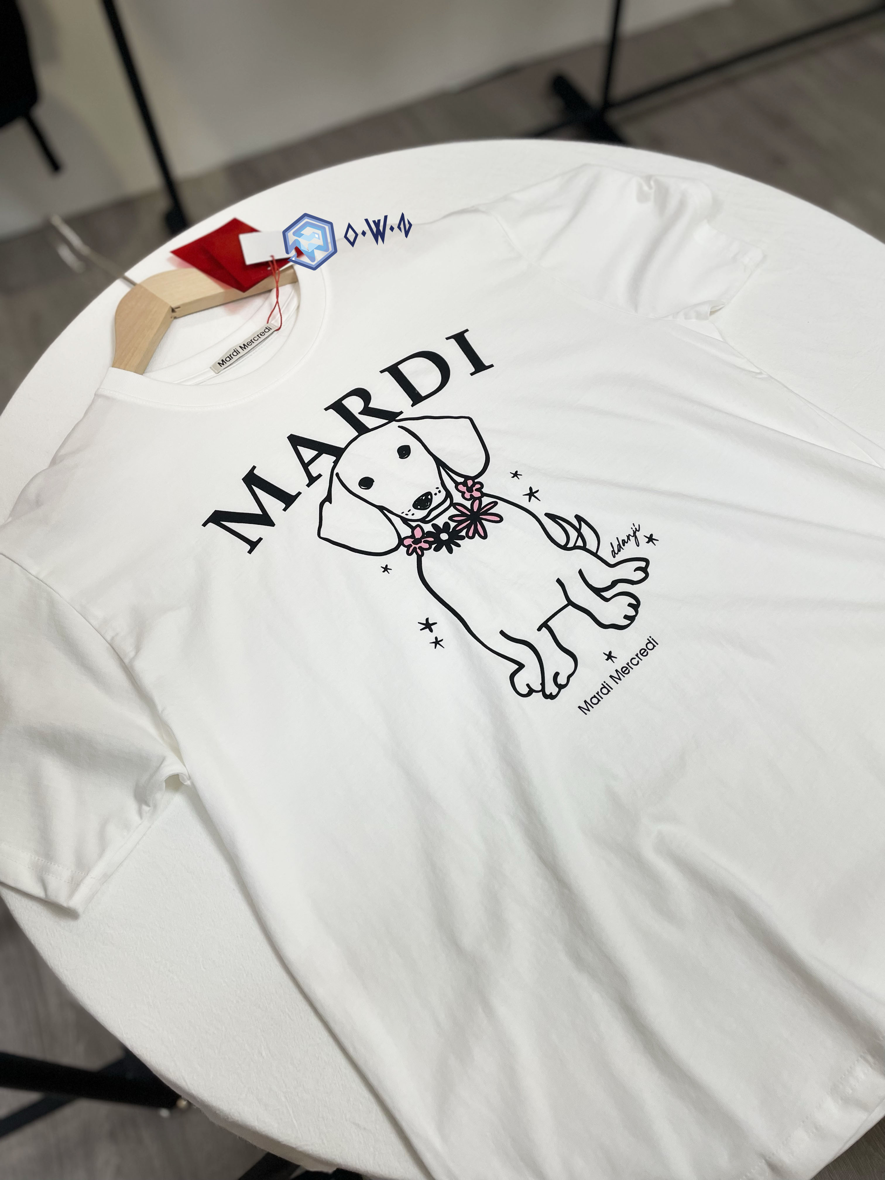 【OWN】Mardi Mercredi 短袖上衣 臘腸 狗狗 單一尺寸 白粉 IVORY PINK MFK51JSS07IVPK