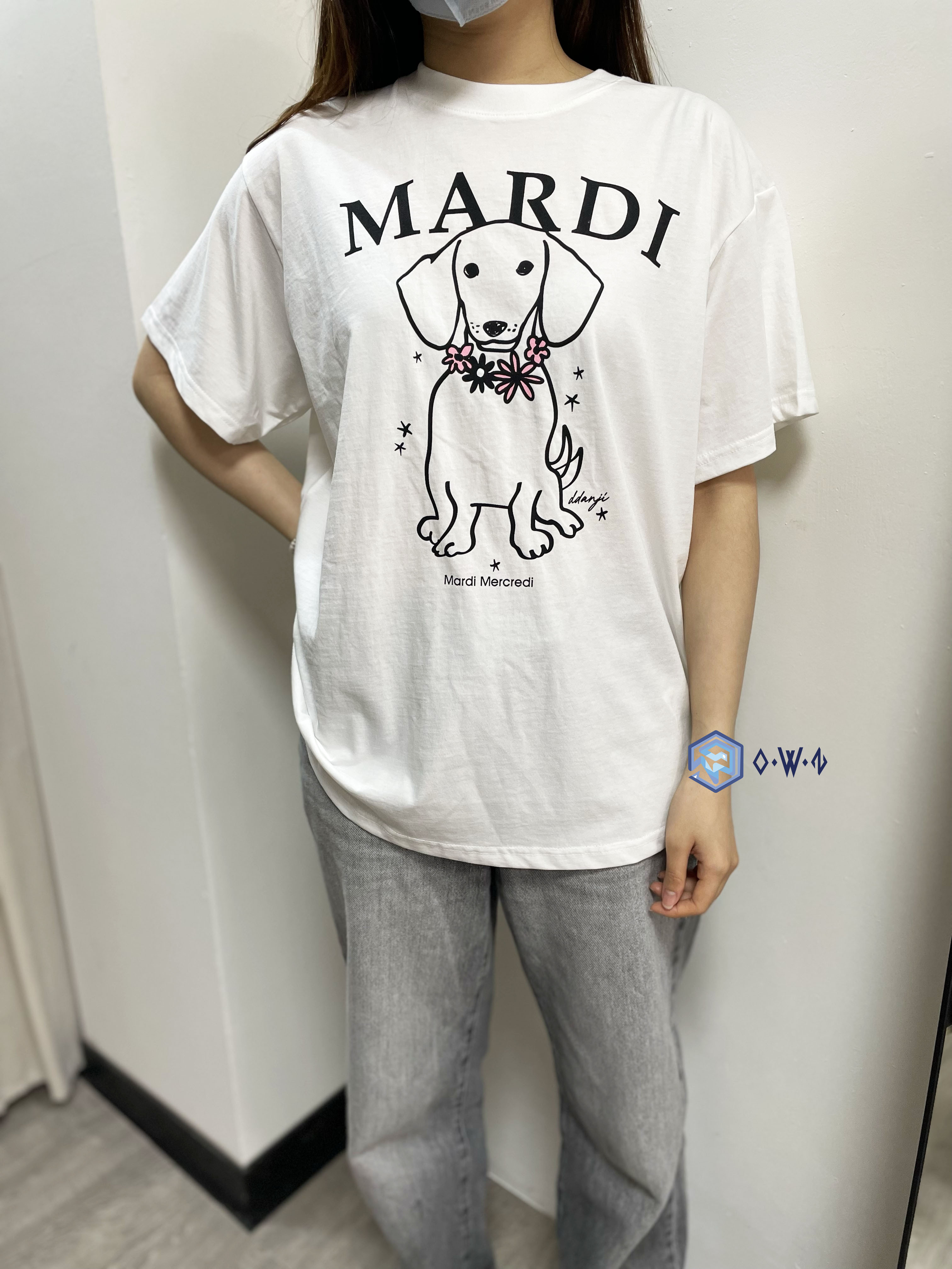【OWN】Mardi Mercredi 短袖上衣 臘腸 狗狗 單一尺寸 白粉 IVORY PINK MFK51JSS07IVPK
