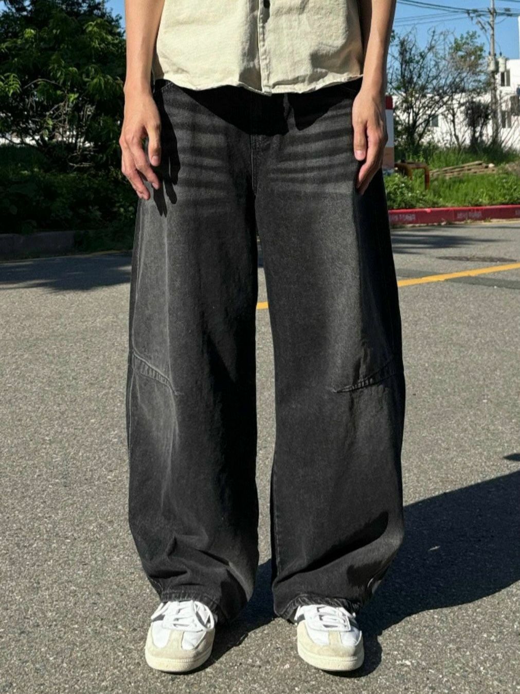 洗水牛仔彎刀褲 TAC-0195J