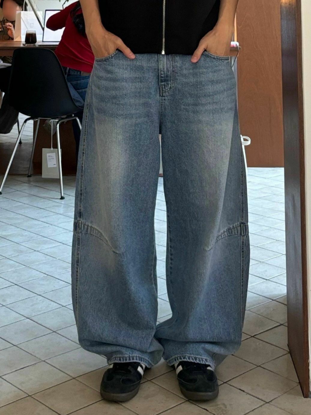 洗水牛仔彎刀褲 TAC-0195J