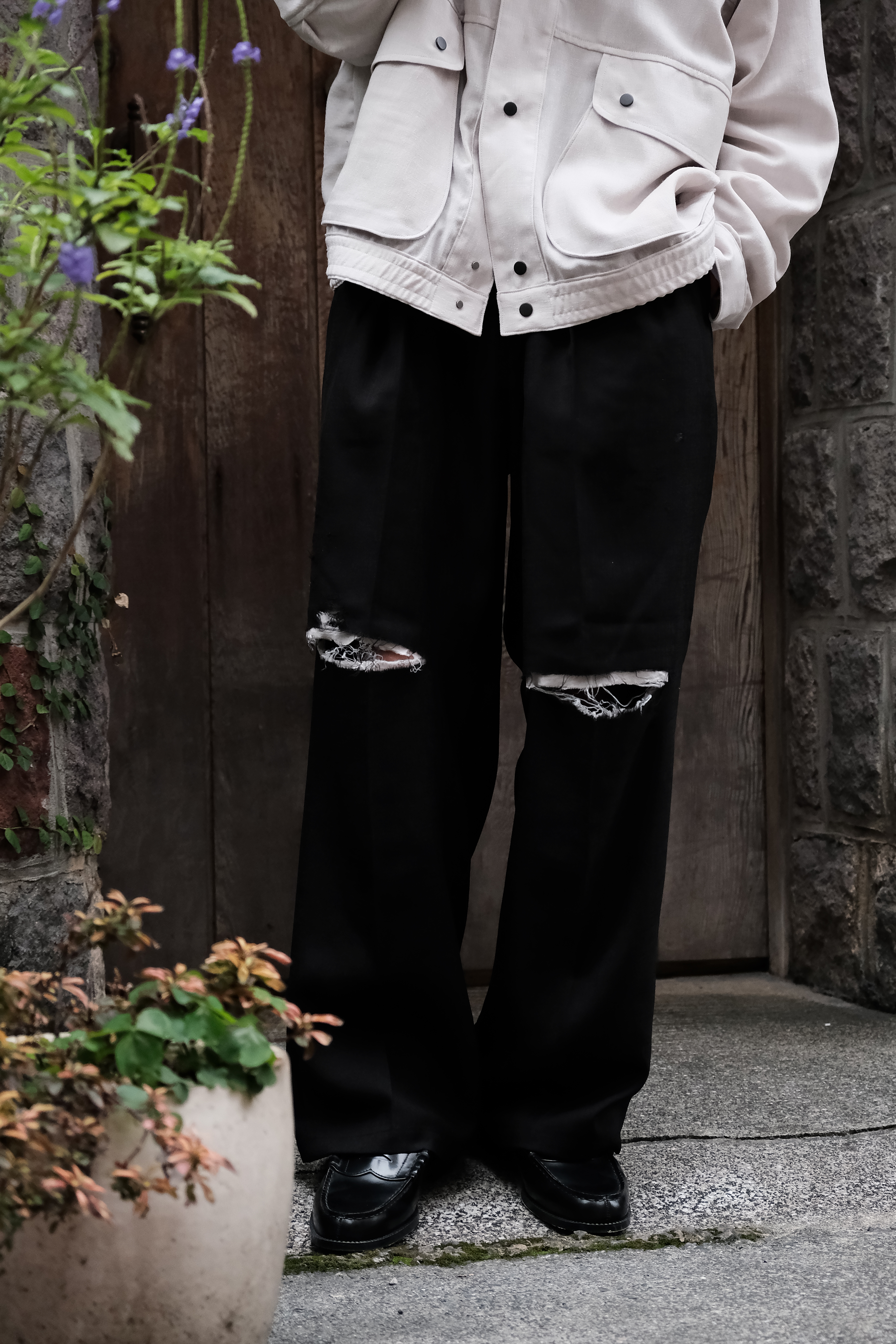 ANCELLM DAMAGE WOOL 2TUCK SLACKS サイズ1 ANC-PT79-B-1.png?v=1739546966&