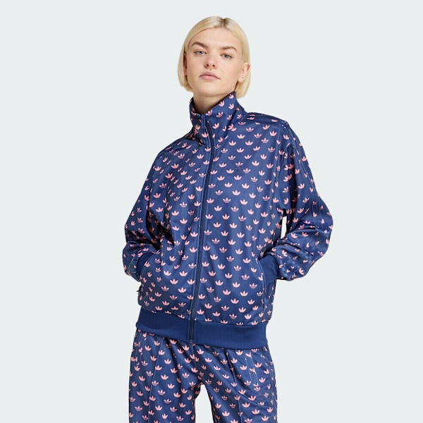 ADIDAS 外套 MONO FBIRD TT 藍紫 滿版LOGO 復古 立領外套 女 IY0325