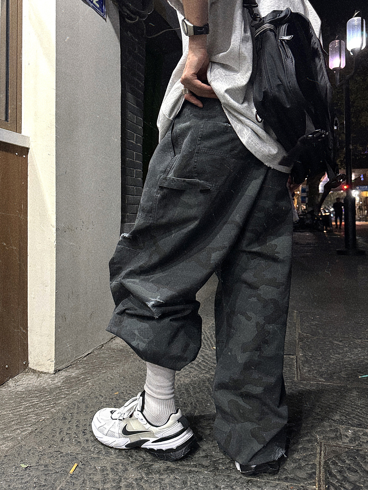 Aurocean 迷彩 做舊 工裝長褲