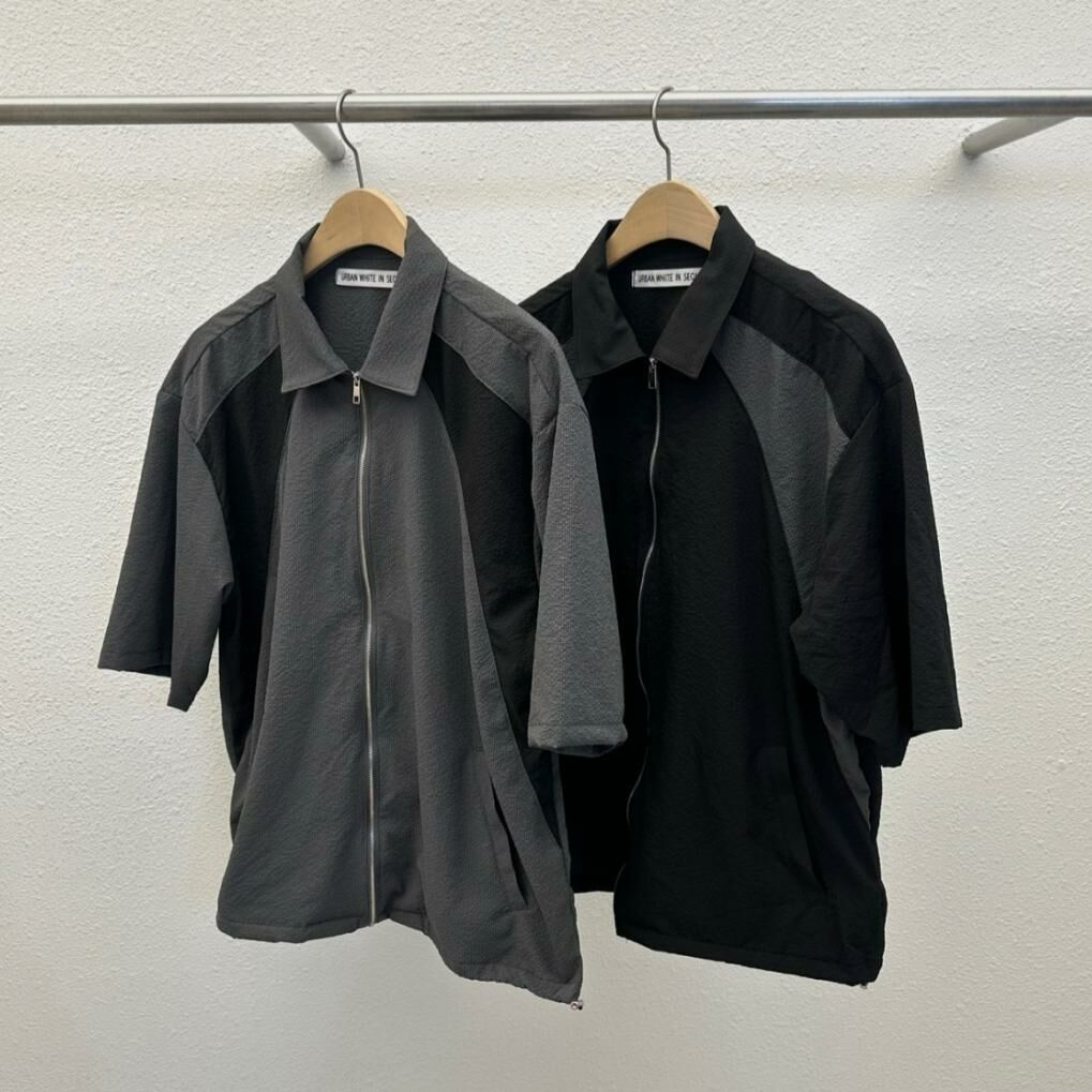 拼色反領拉鍊短袖外套 TAC-0200JK