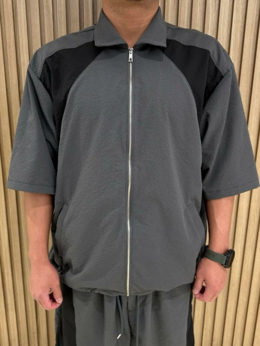 拼色反領拉鍊短袖外套 TAC-0200JK