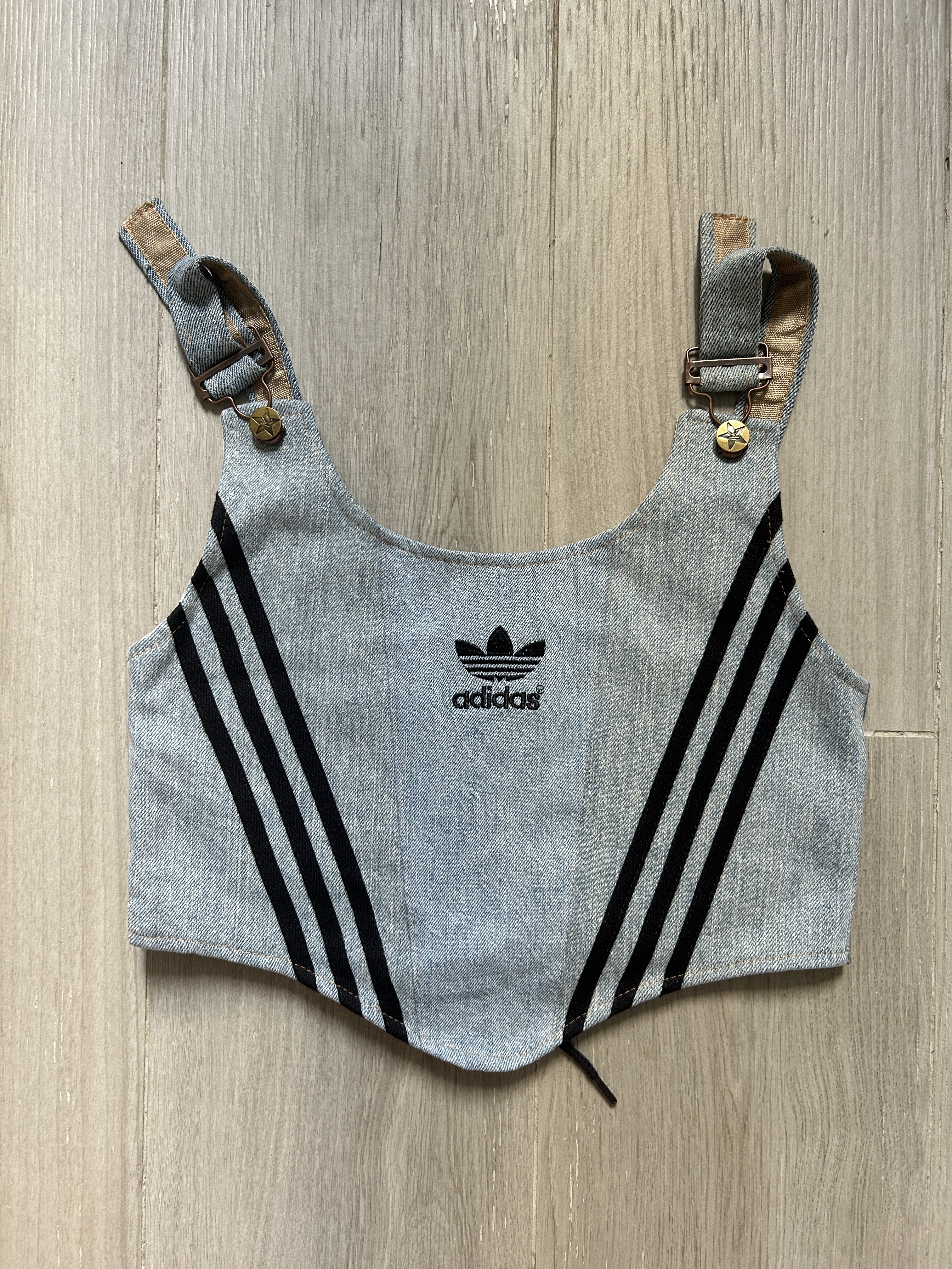 【售罄】泰國REMAKE牛仔配黑色間紋馬甲