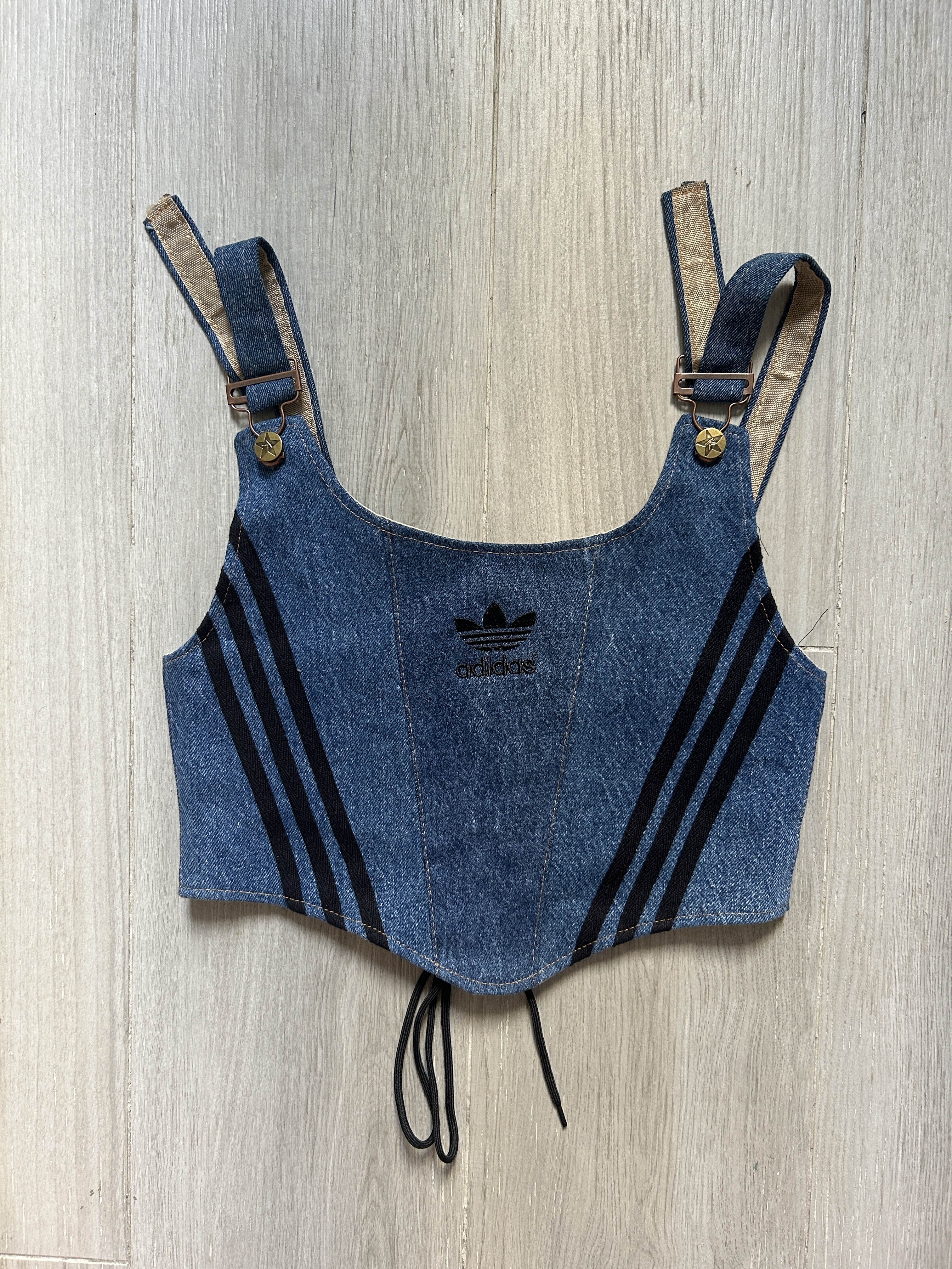 【售罄】泰國REMAKE牛仔配黑色間紋馬甲