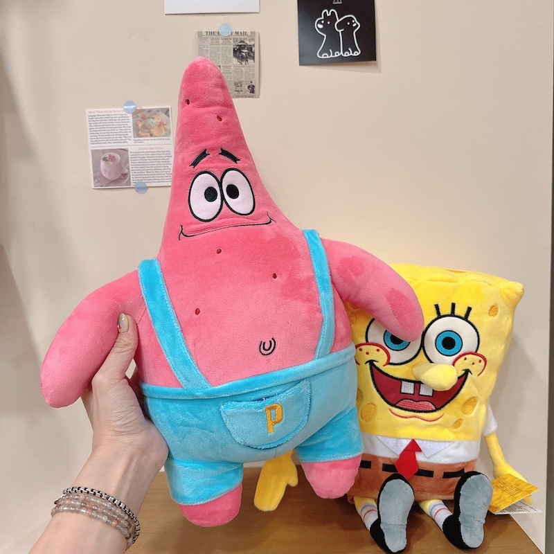 《04243》海綿寶寶9"與派大星15"玩偶