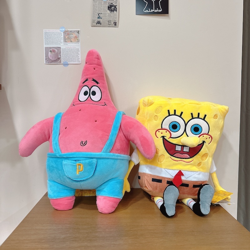 《04243》海綿寶寶9"與派大星15"玩偶