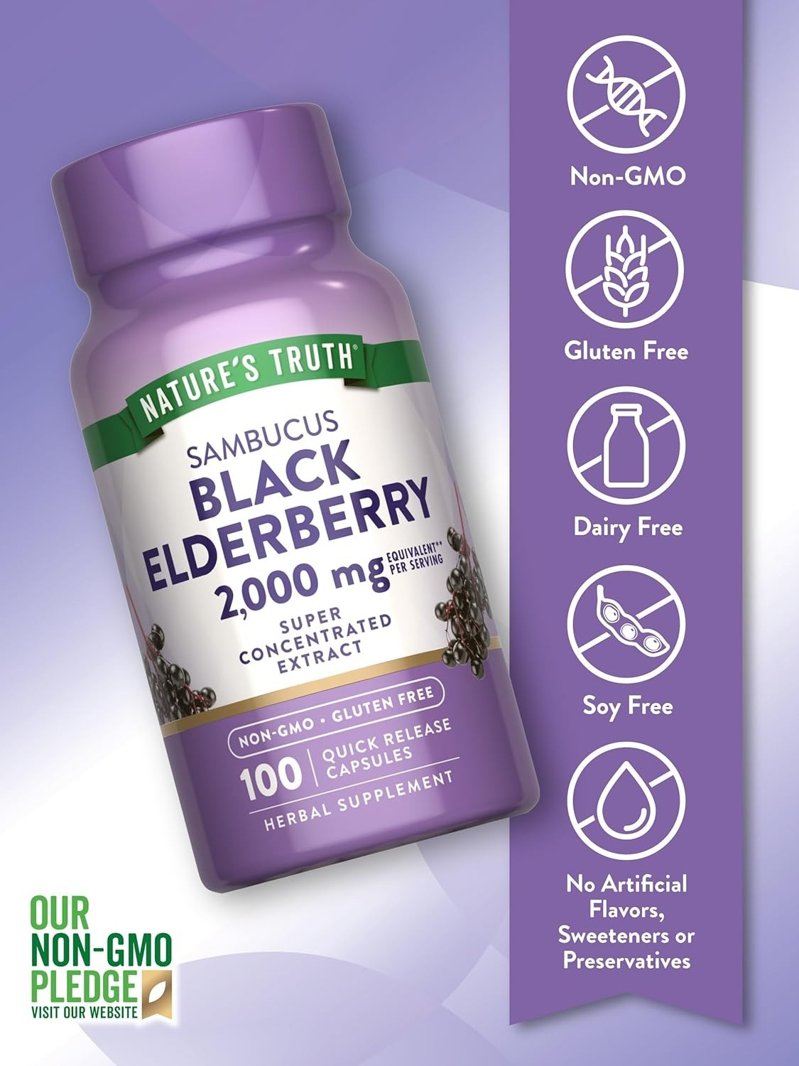 【預購】Nature's Truth G042411 2000mg黑接骨木膠囊 100粒