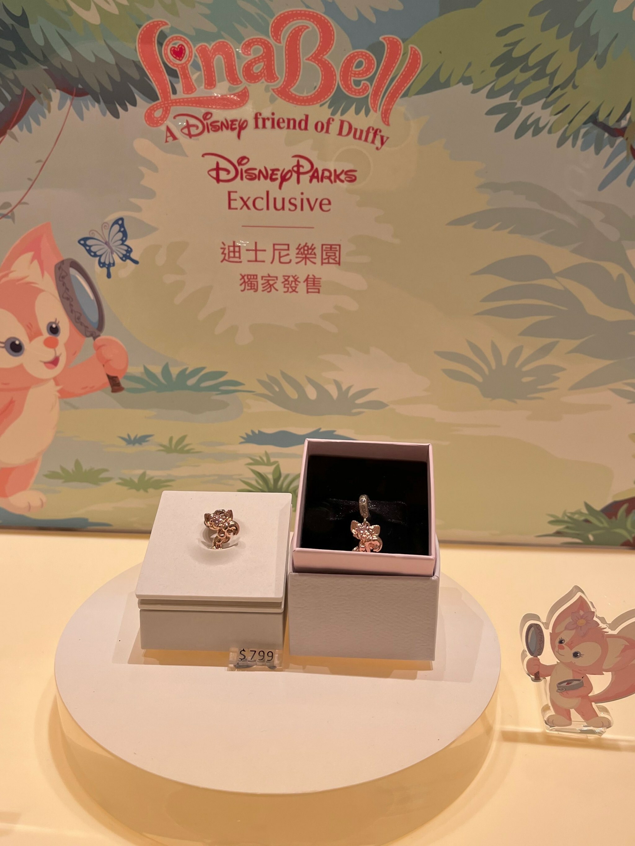Pandora LinaBell 迪士尼限定飾品,粉色狐狸造型戒指與吊飾