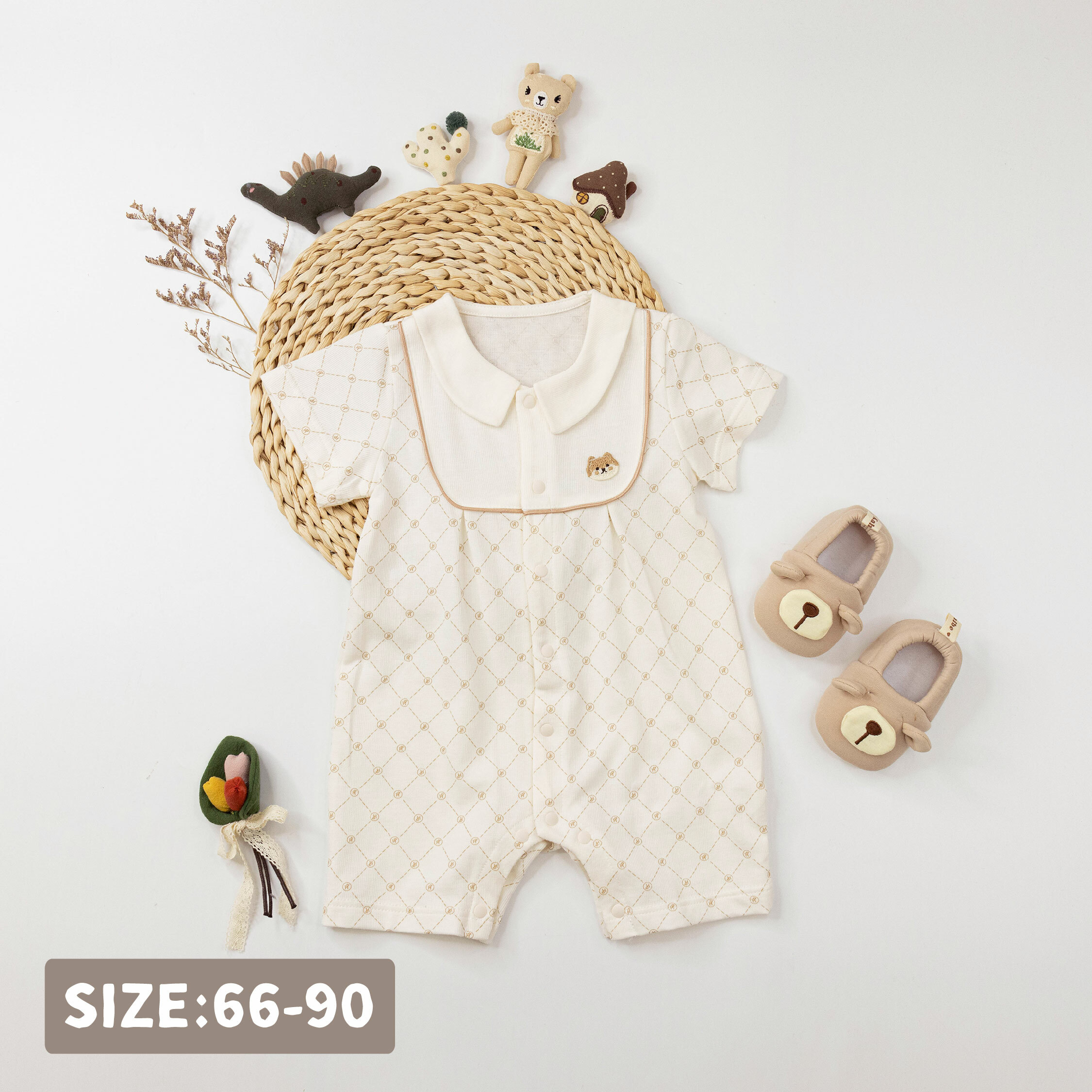 純淨系列【T0029】Q萌柴犬小標親膚短袖連身衣