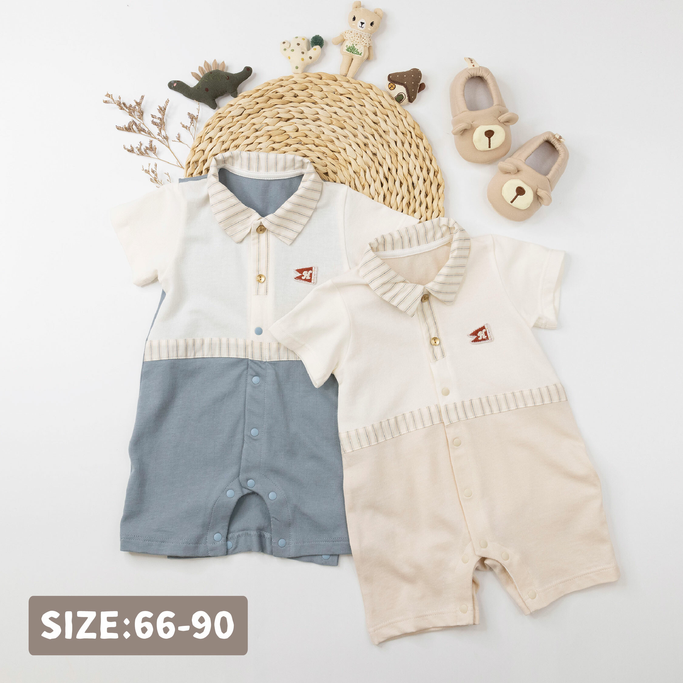 純淨系列【T0034】帥氣H旗幟小標短袖連身衣＊二色