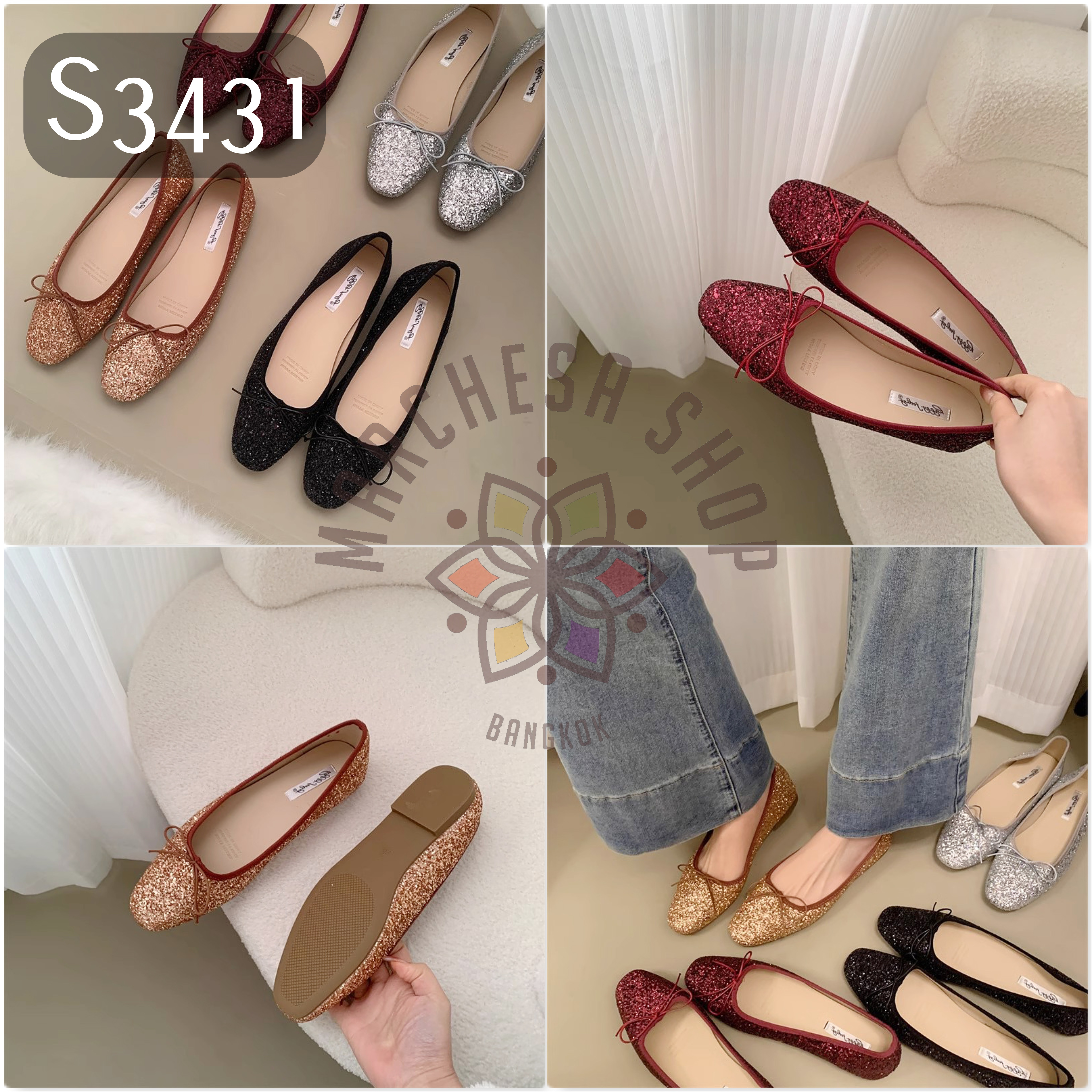S3431 - Bling Bling閃耀圓頭平底鞋