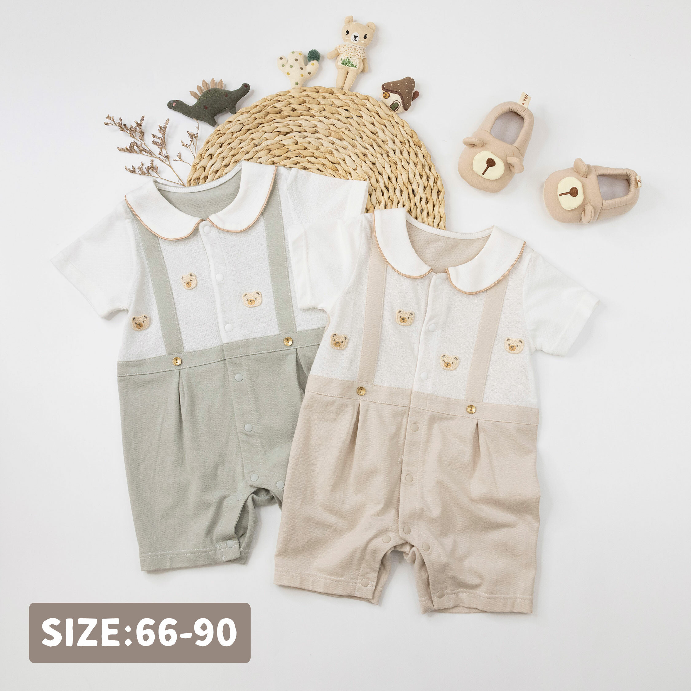 純淨系列【T0035】可愛呆呆小熊短袖連身衣＊二色