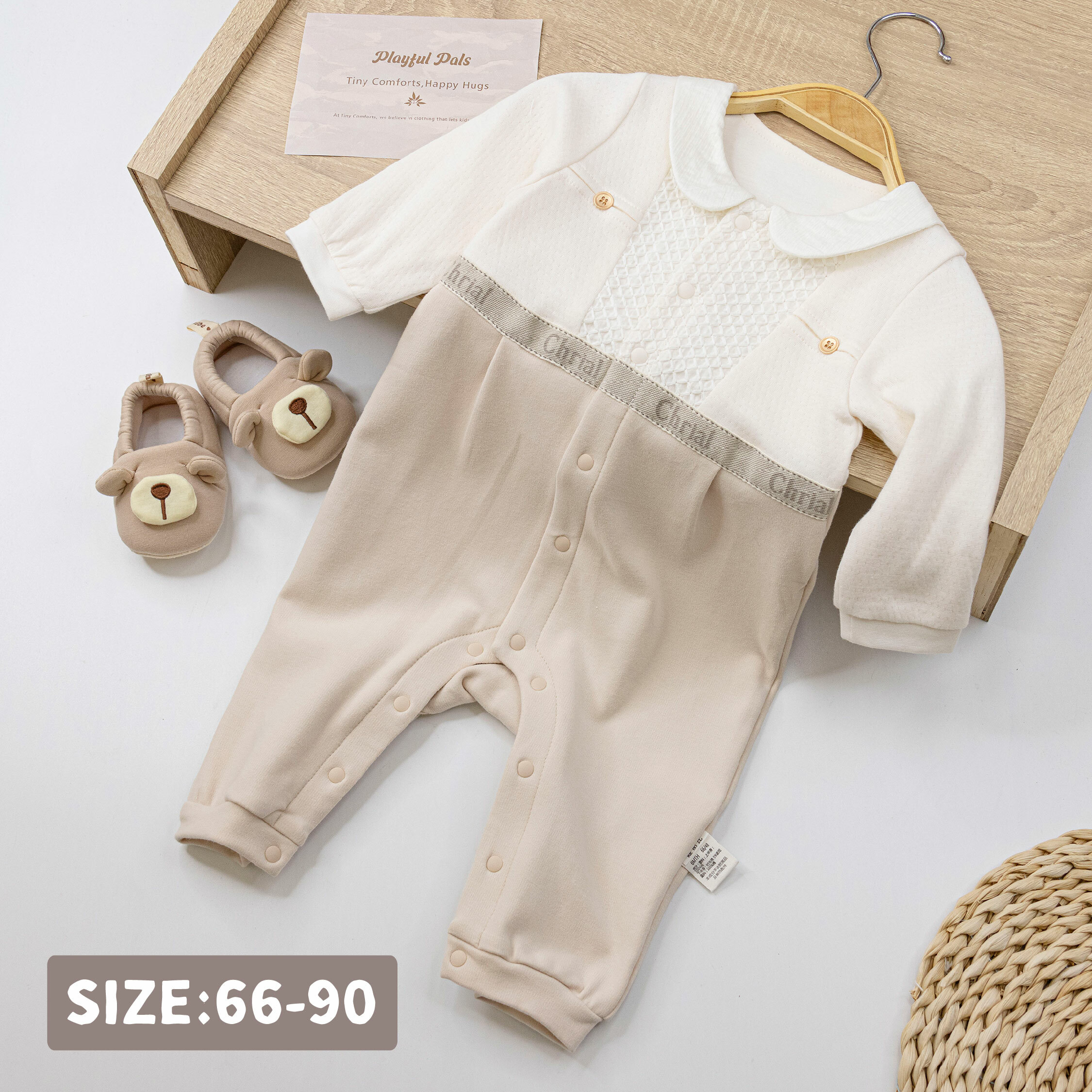 純淨系列【T3076】氣質菱格拼接親膚長袖連身衣